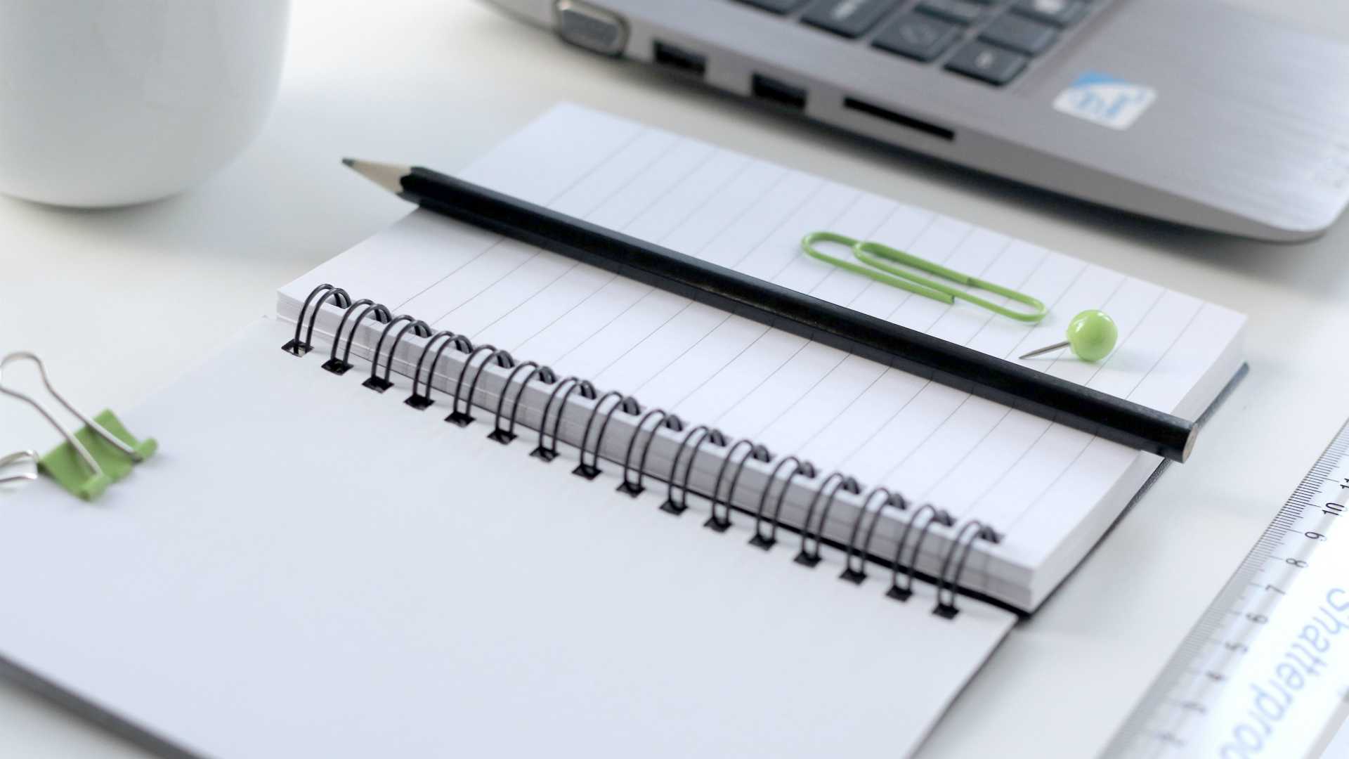 laptop, notebook and ruler