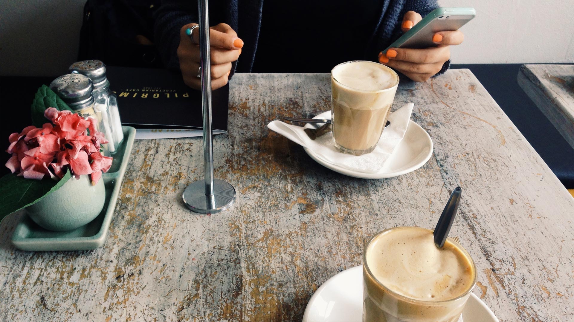Lattes at coffee shop