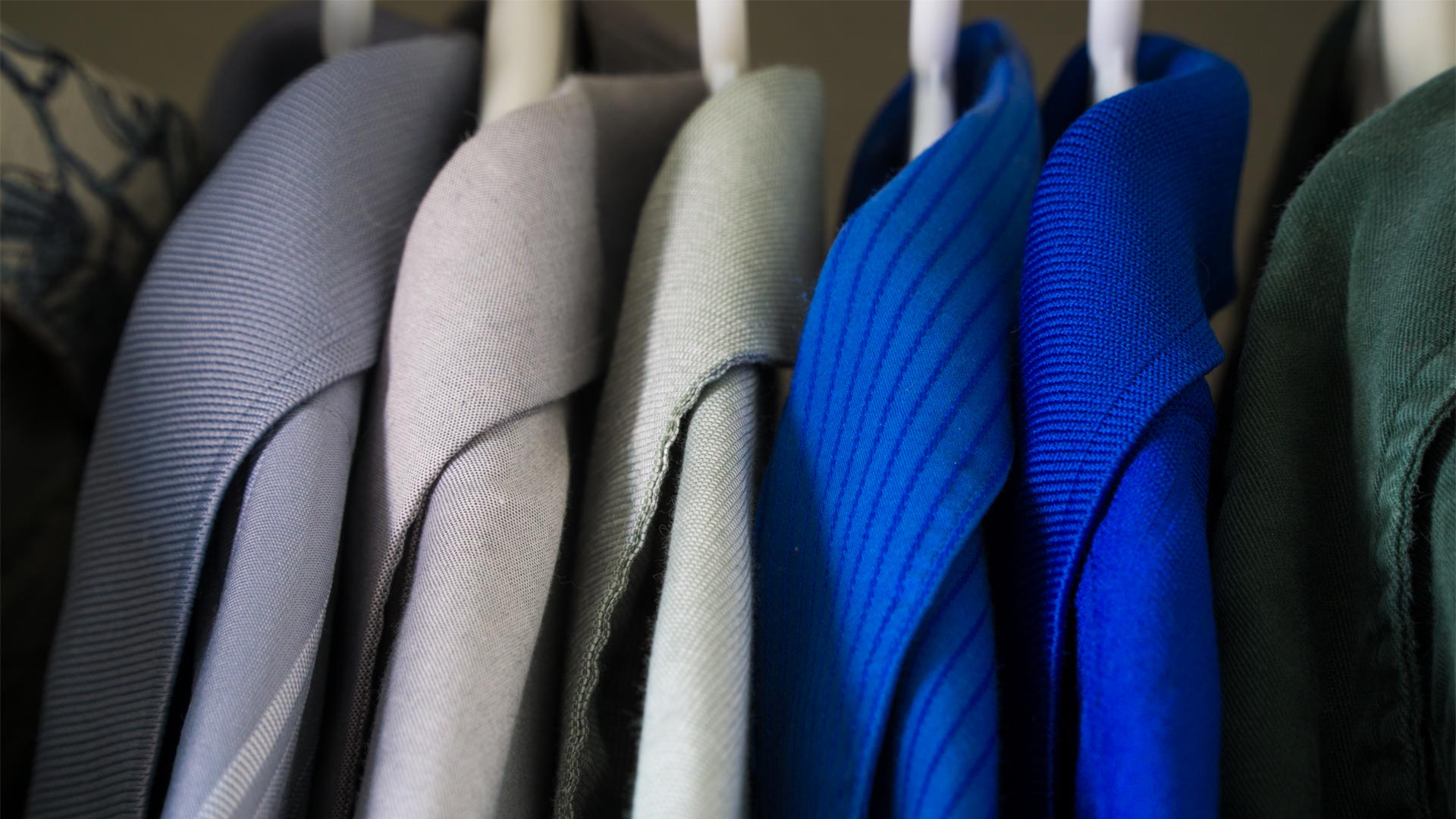 Collared shirts hanging