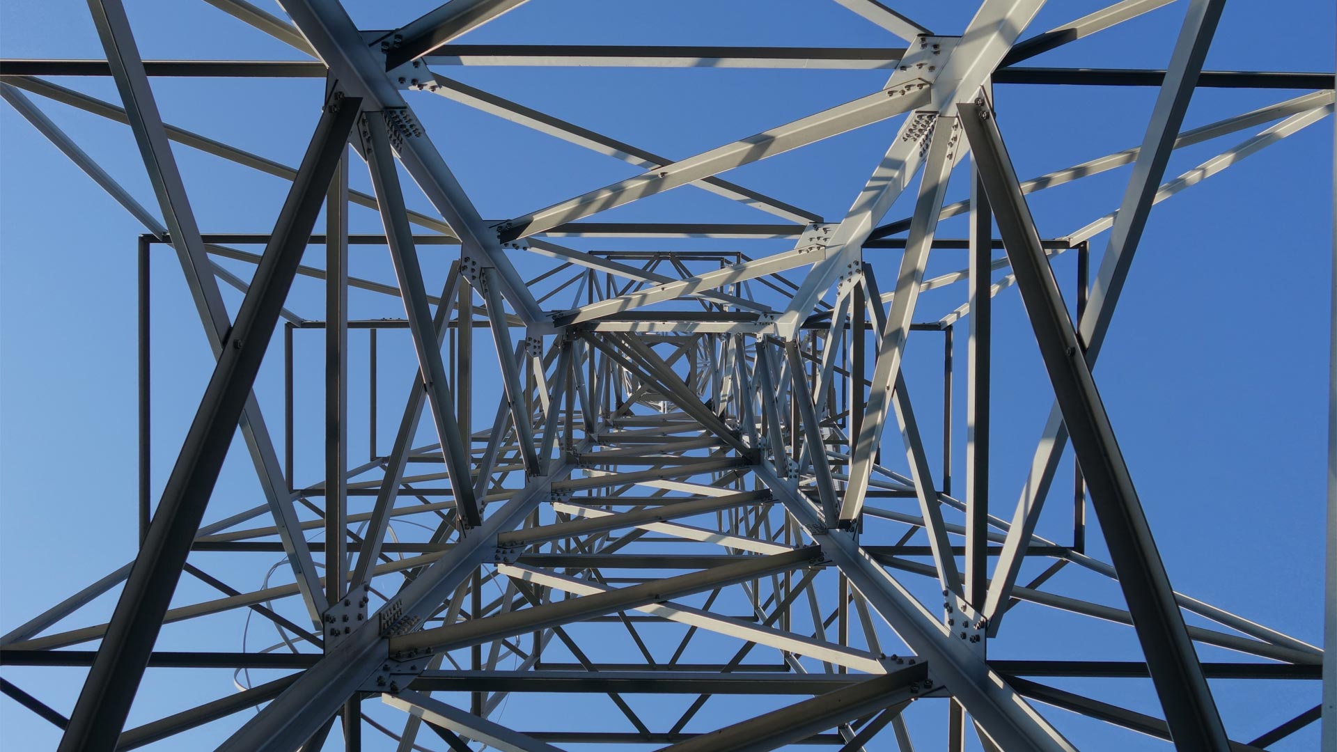 Looking up a metal tower
