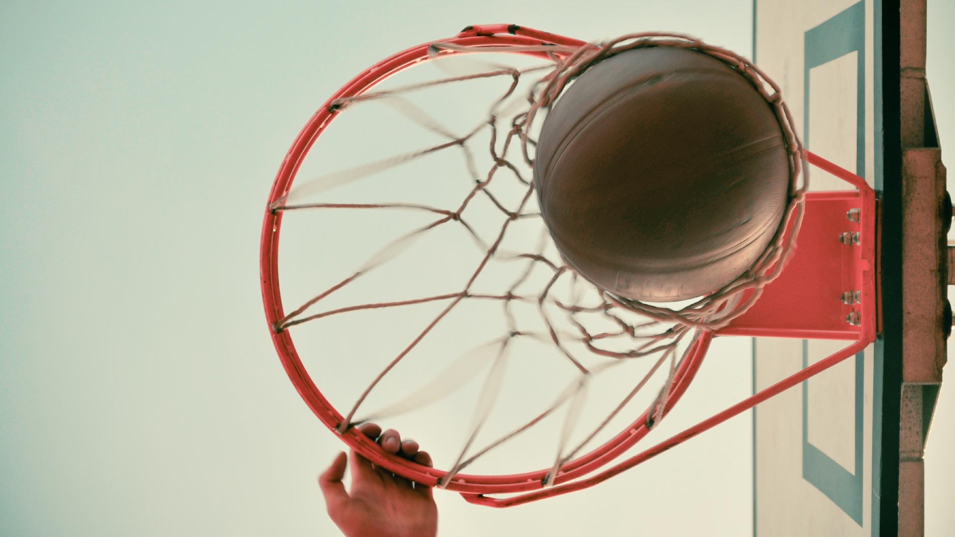 Basketball in hoop