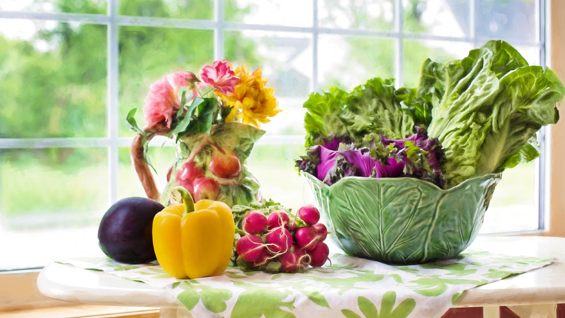 Vegetables and flowers