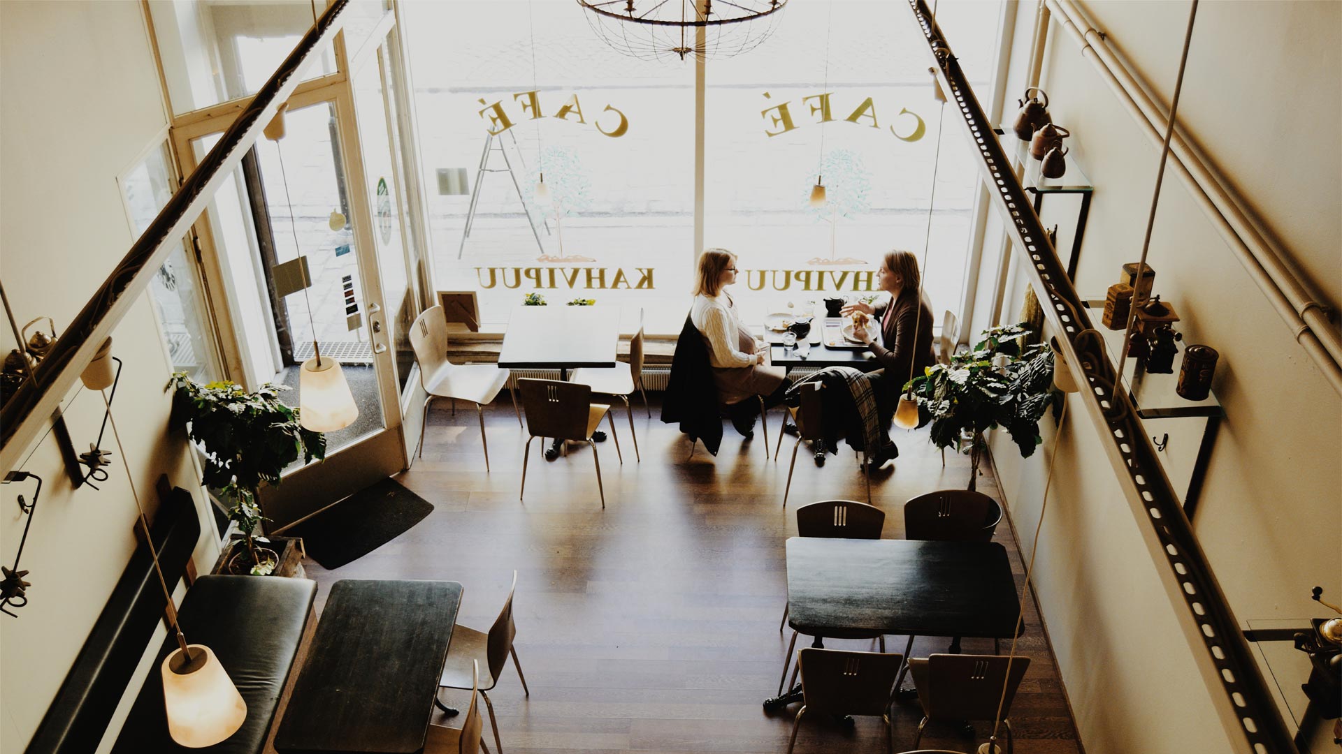 Two girls in coffee shop
