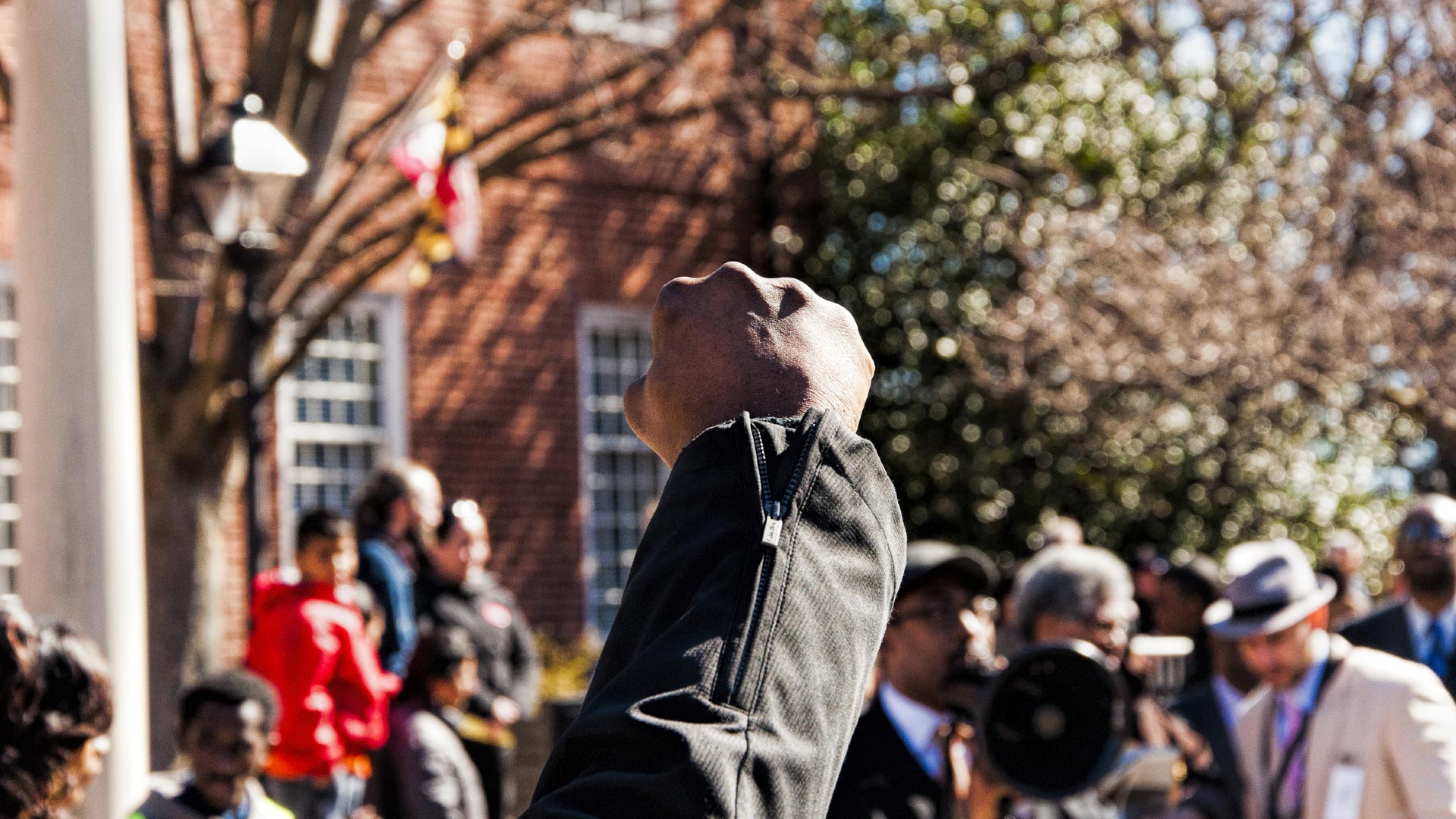Hand raised in air