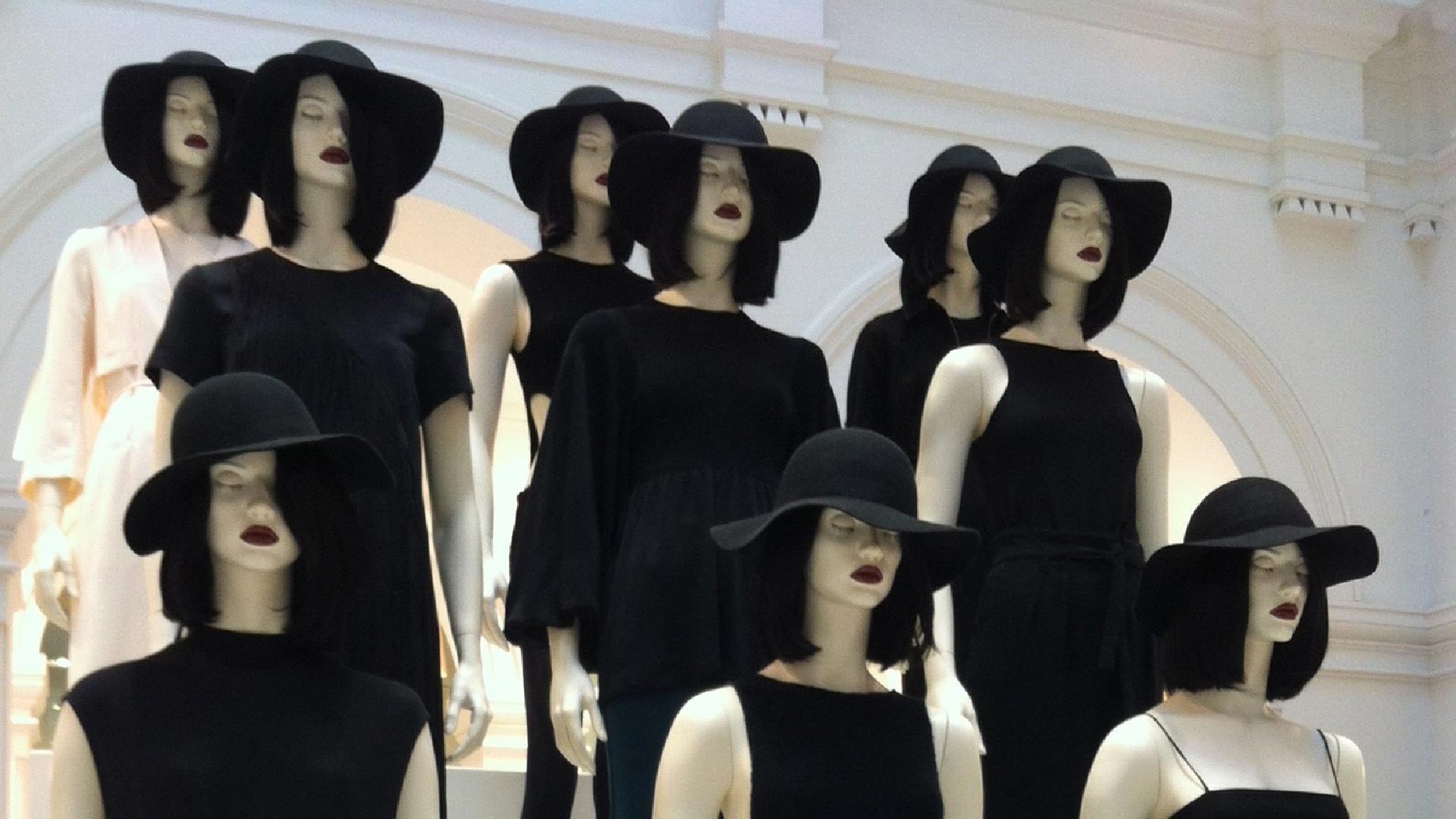 Mannequins dressed in black