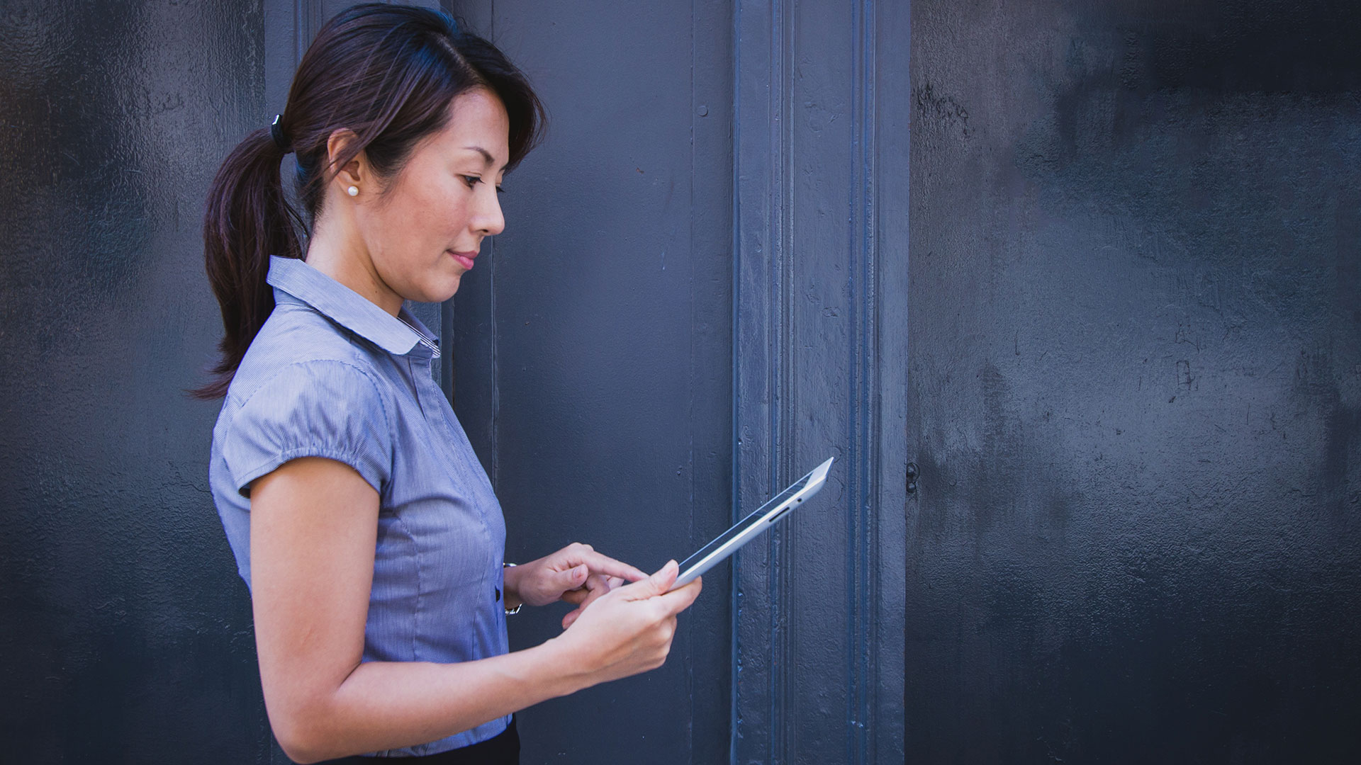 woman using a tablet
