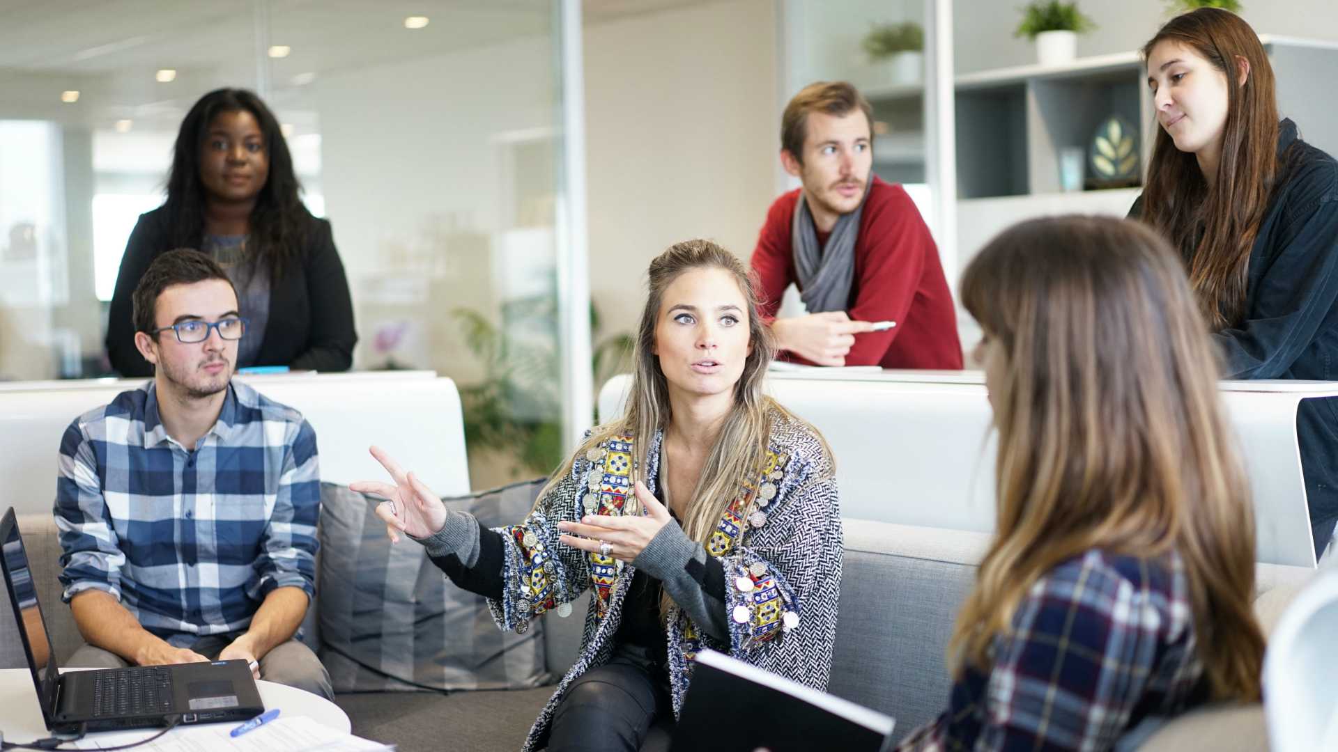group of people in an office
