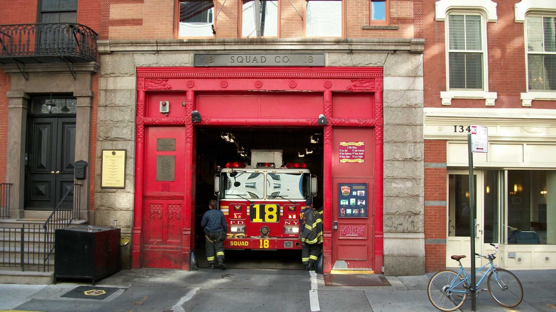 fire truck at a fire station