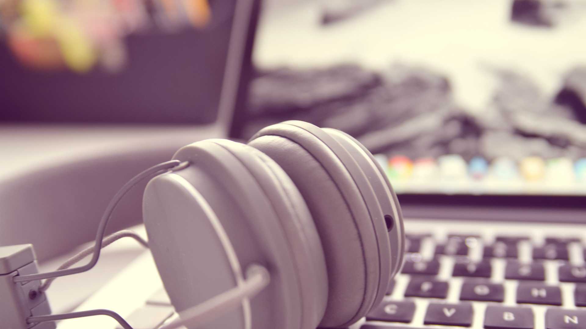 headphones and laptop