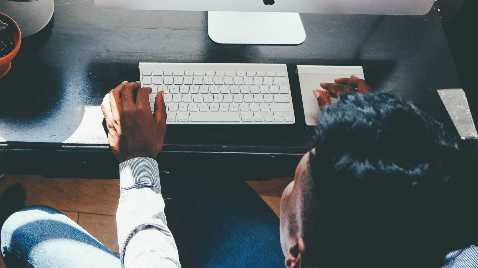 man working on a computer