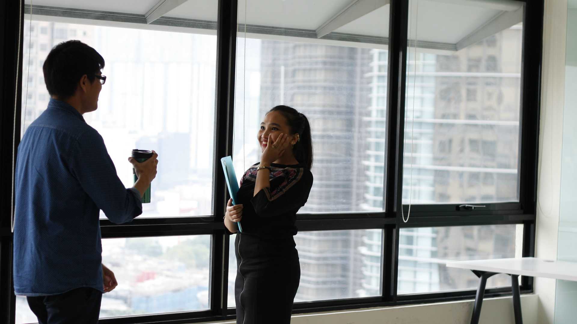 two businesspeople talking
