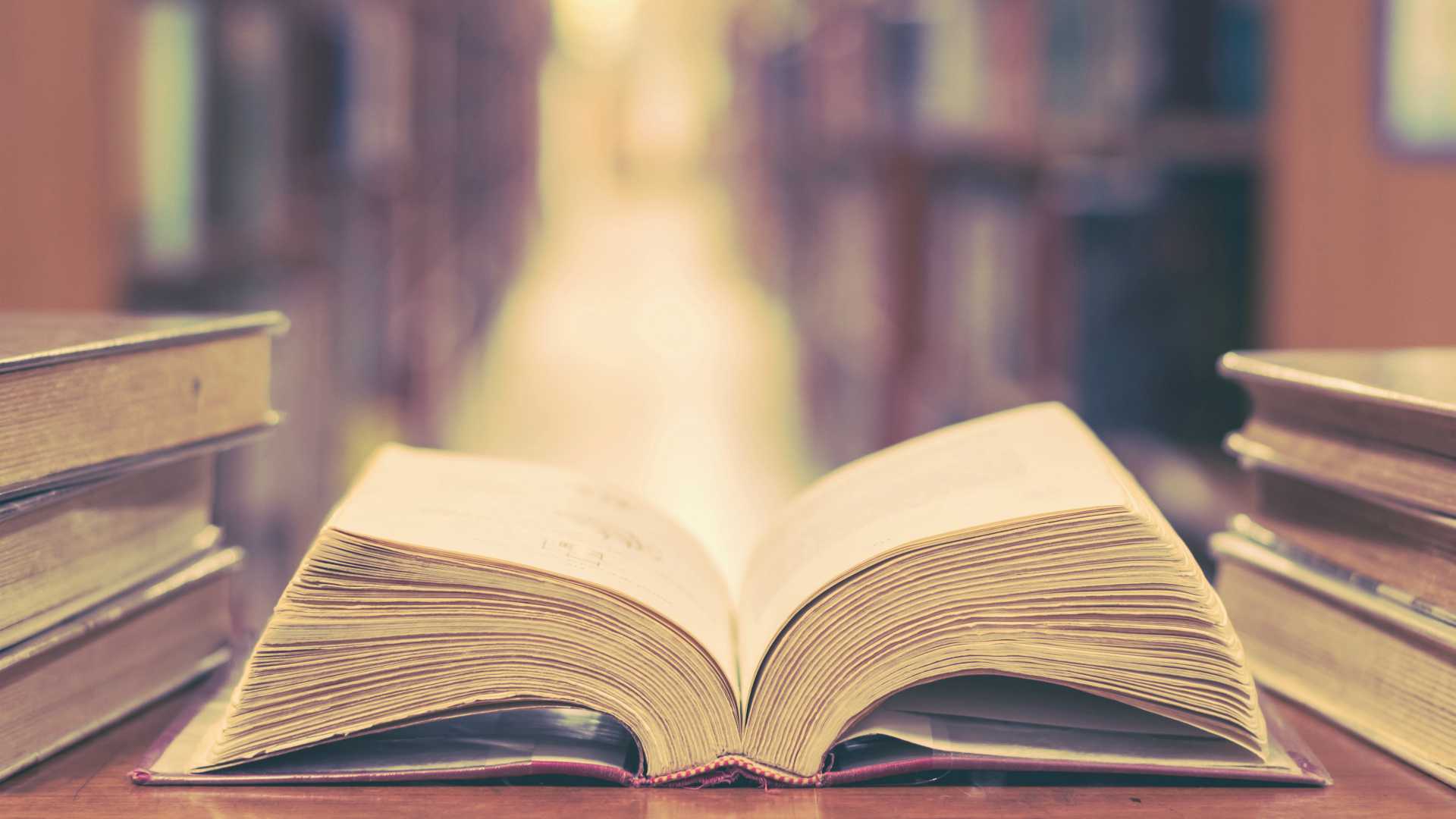open book in a library