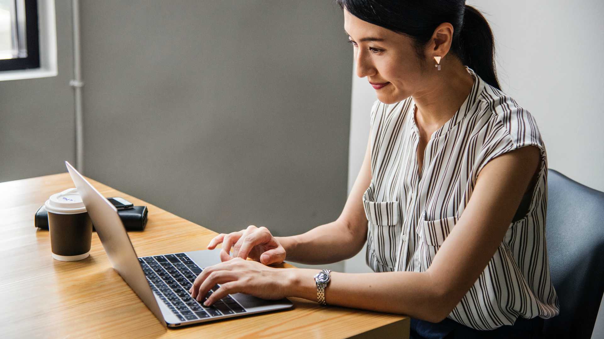 woman working on a laptop