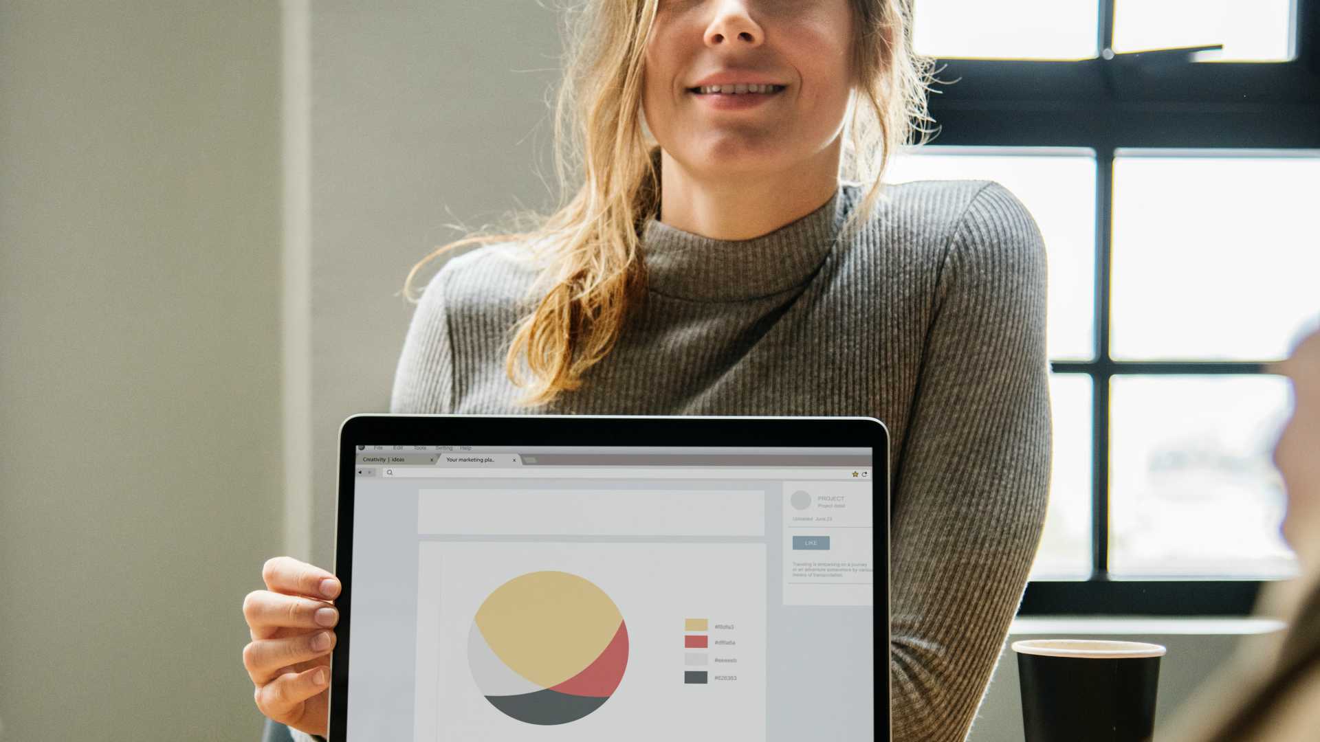 woman presenting data