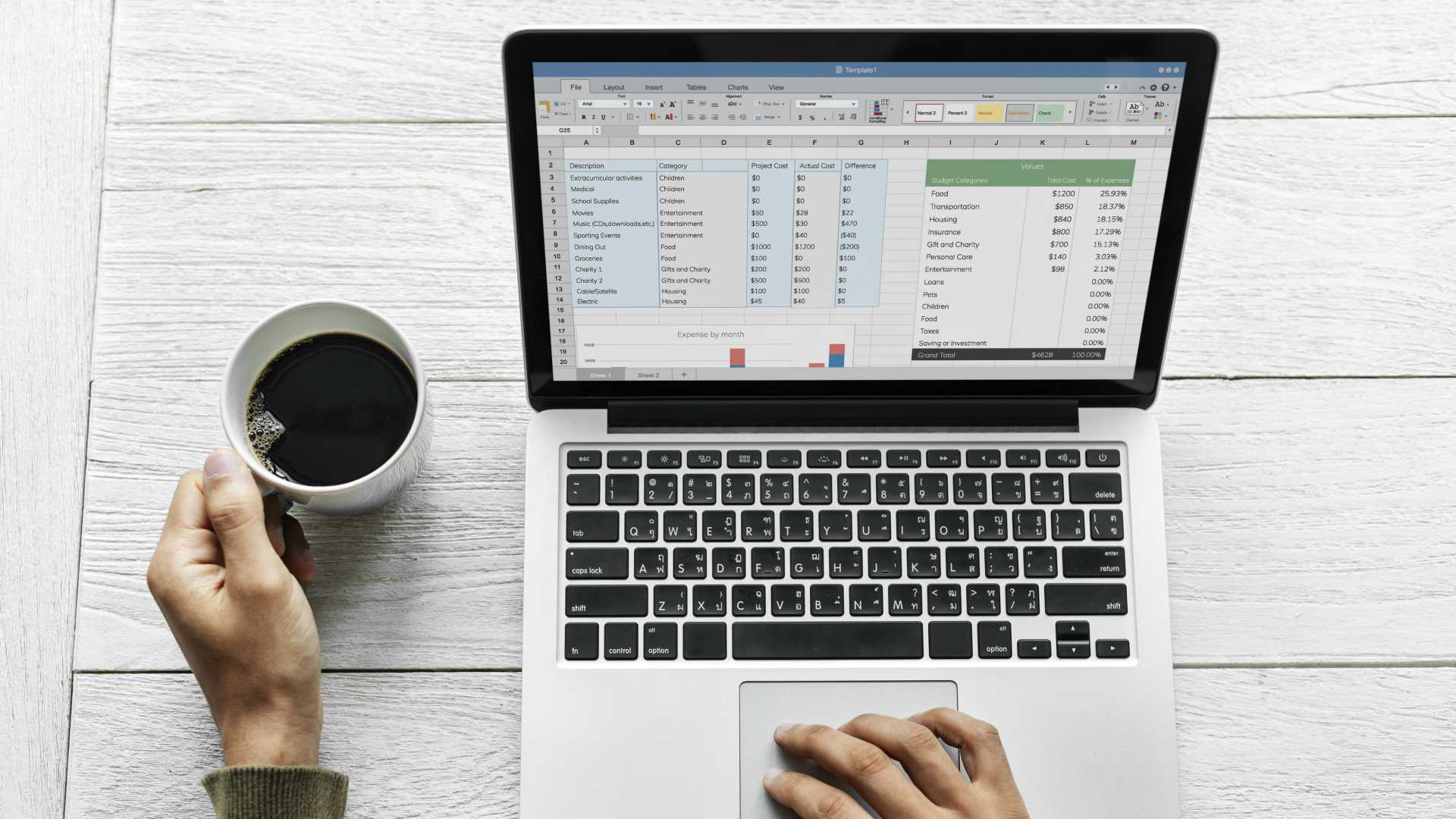 person working on spreadsheets on a laptop