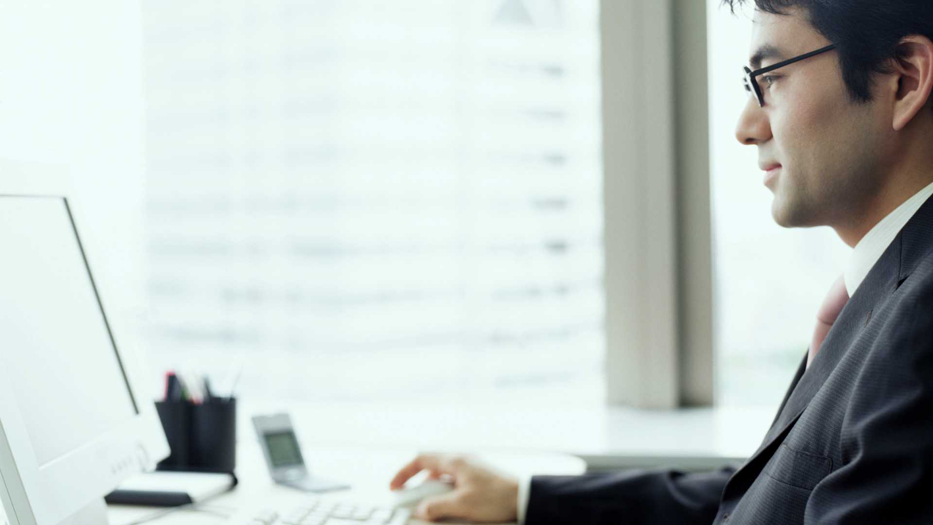 businessman working at a computer