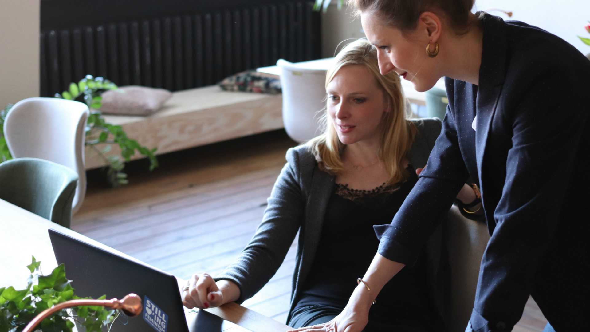 two businesswomen working together