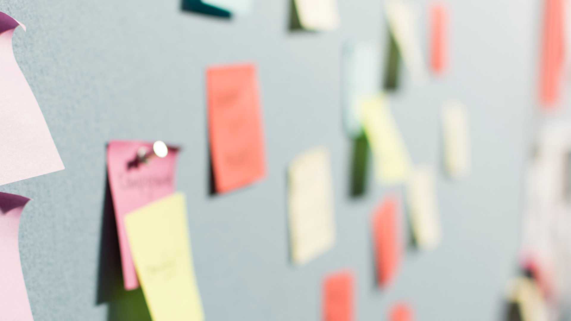 post-it notes on a wall