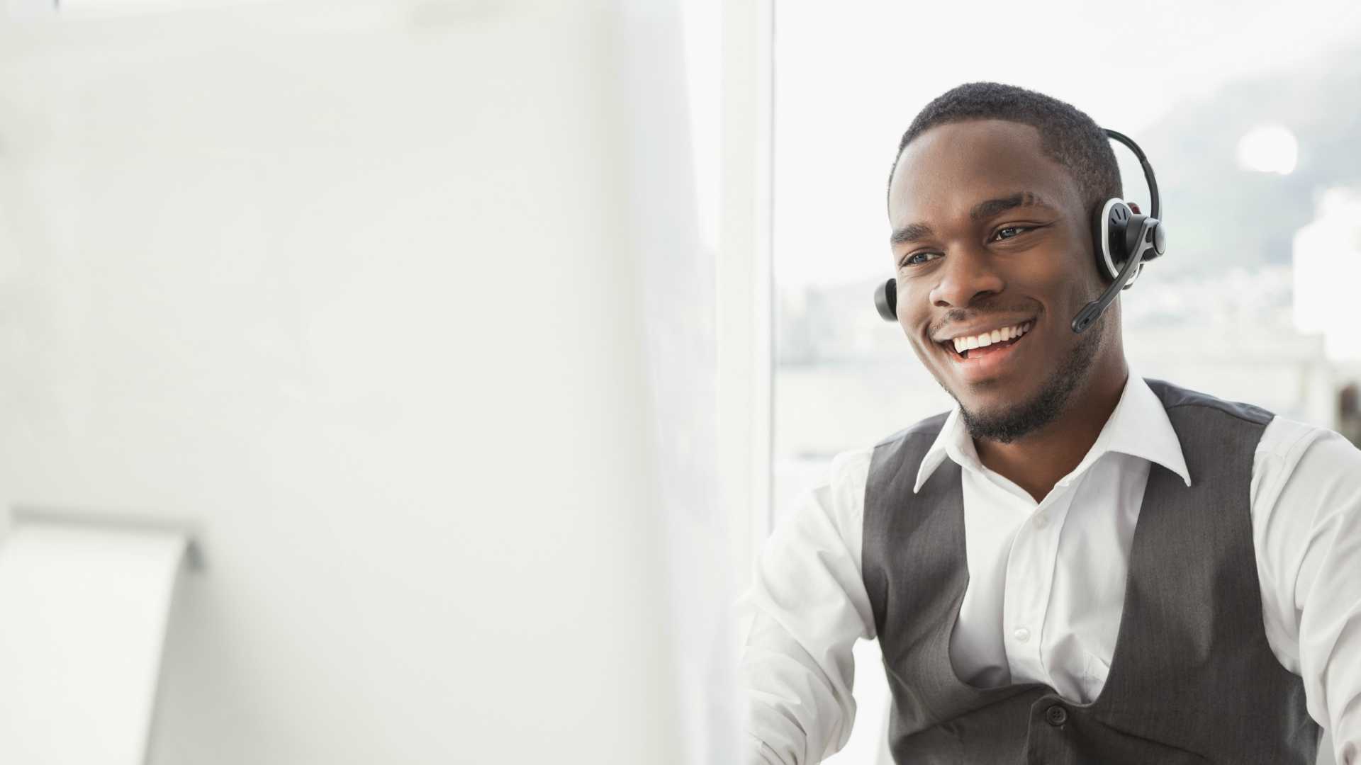 African-American salesman on the phone