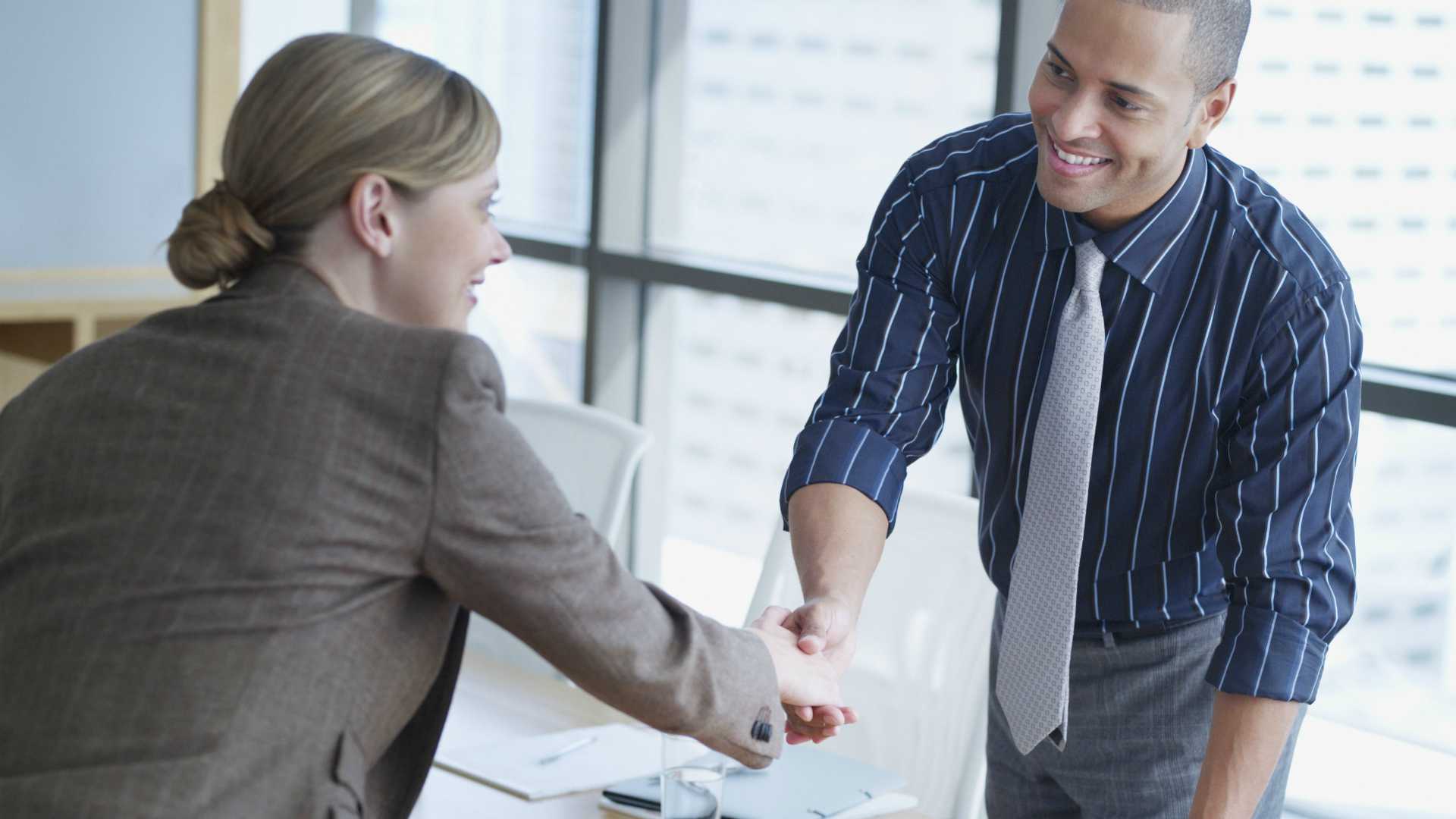 Executive offering businesswoman new management position
