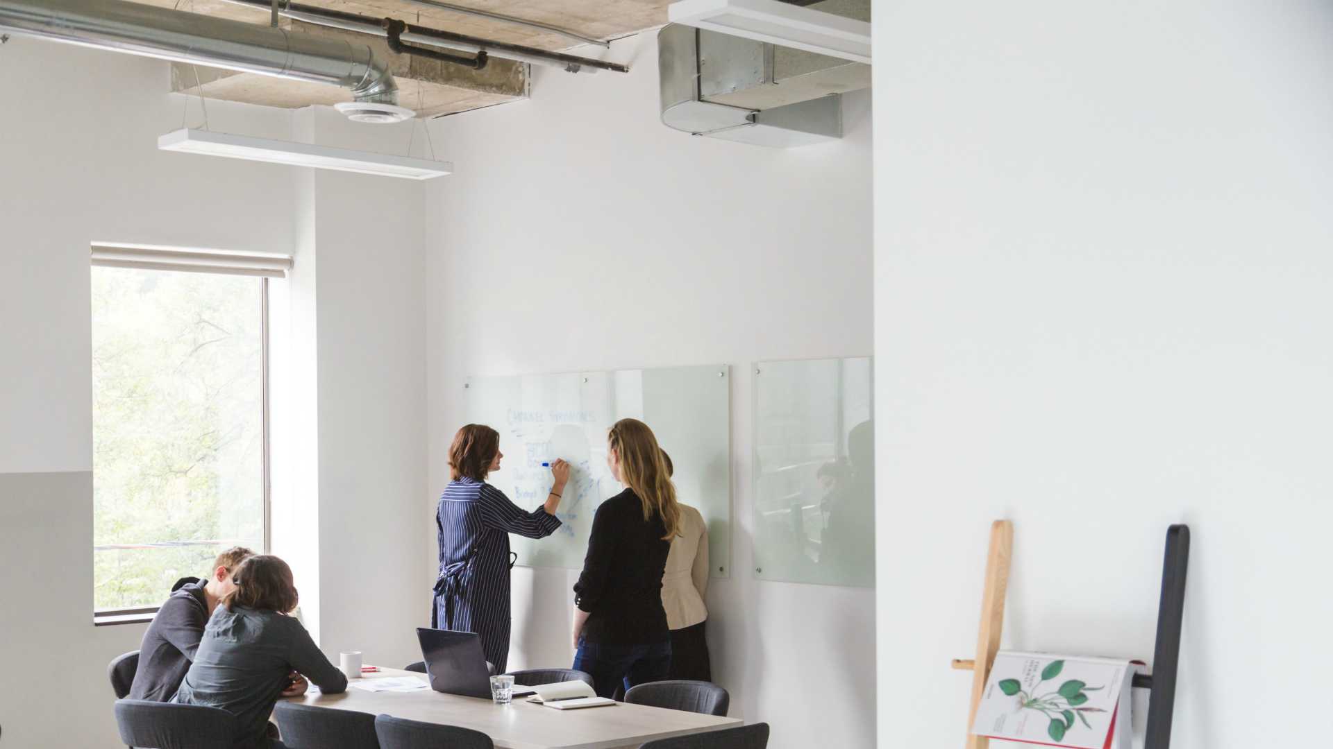 group brainstorming in a meeting room