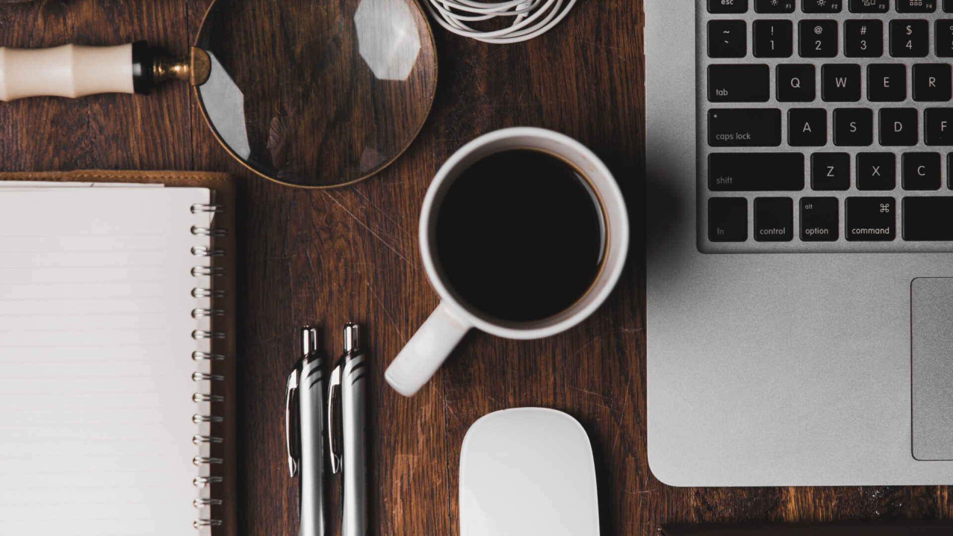 Tidy desk with coffee