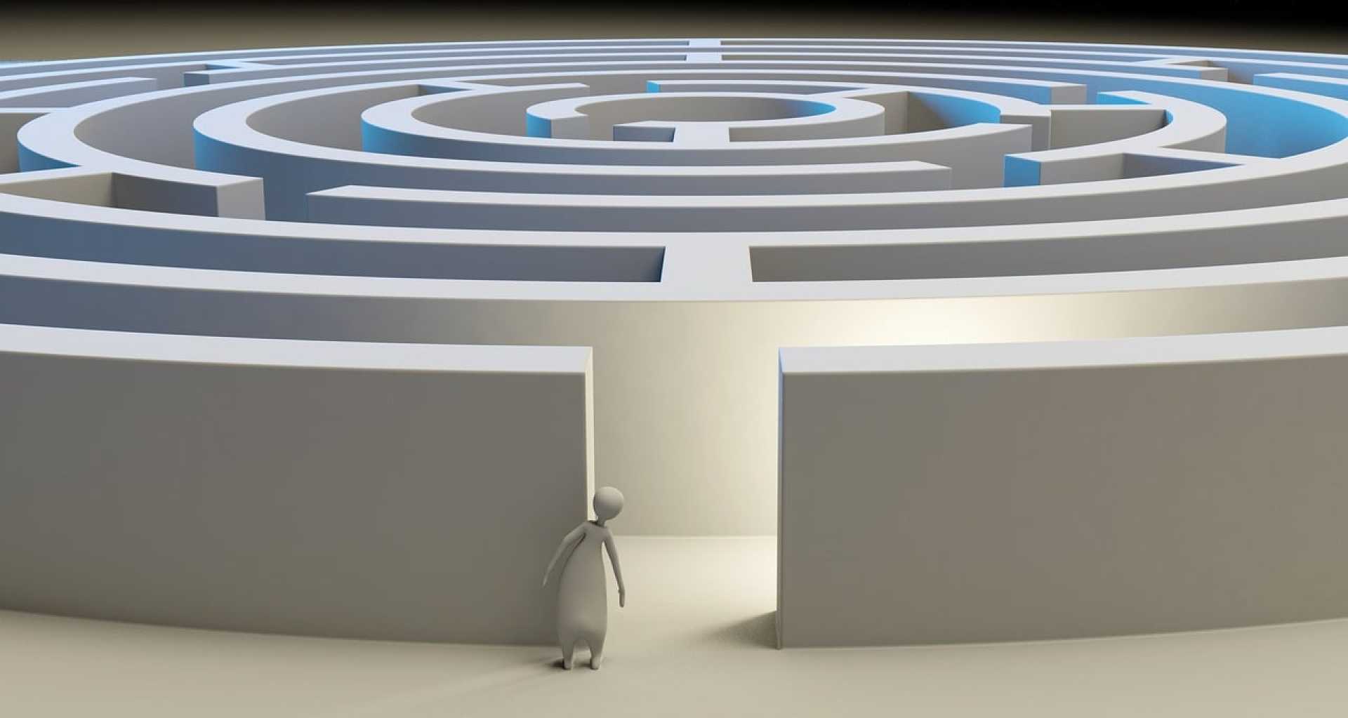 A graphic image of a maze/labyrinth