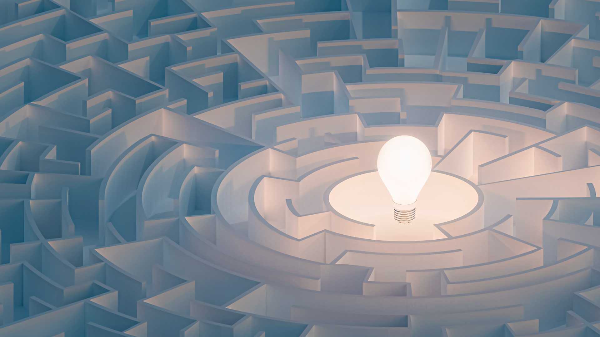 Light bulb in a white maze