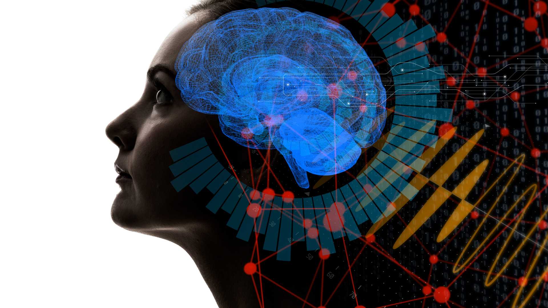 Photo of woman with digital elements