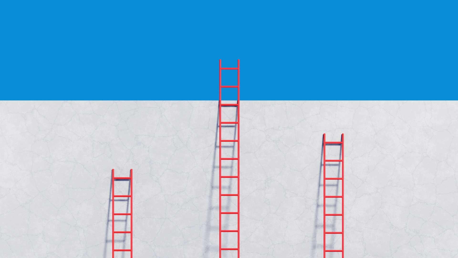 Ladders reaching high to indicate the concept of upskilling.