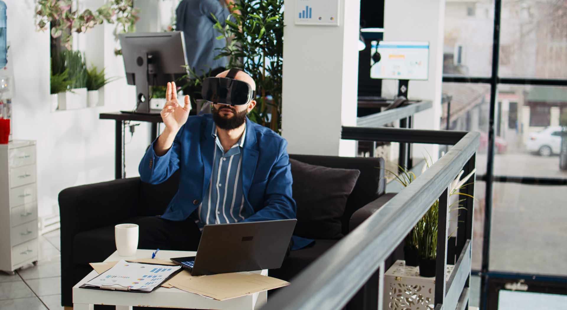 Man using vr headset.