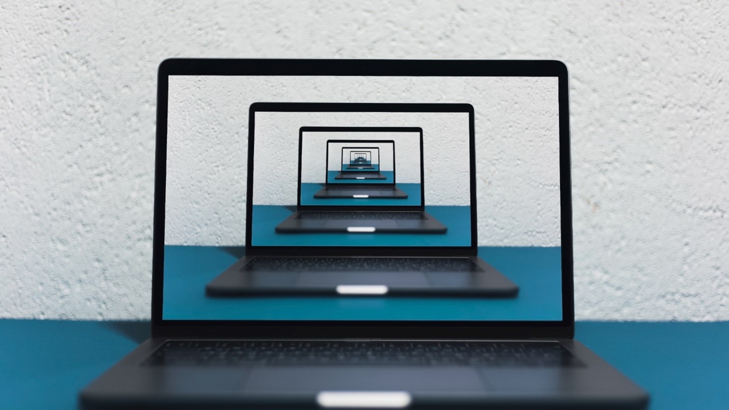 A computer screen repeatedly being displayed.