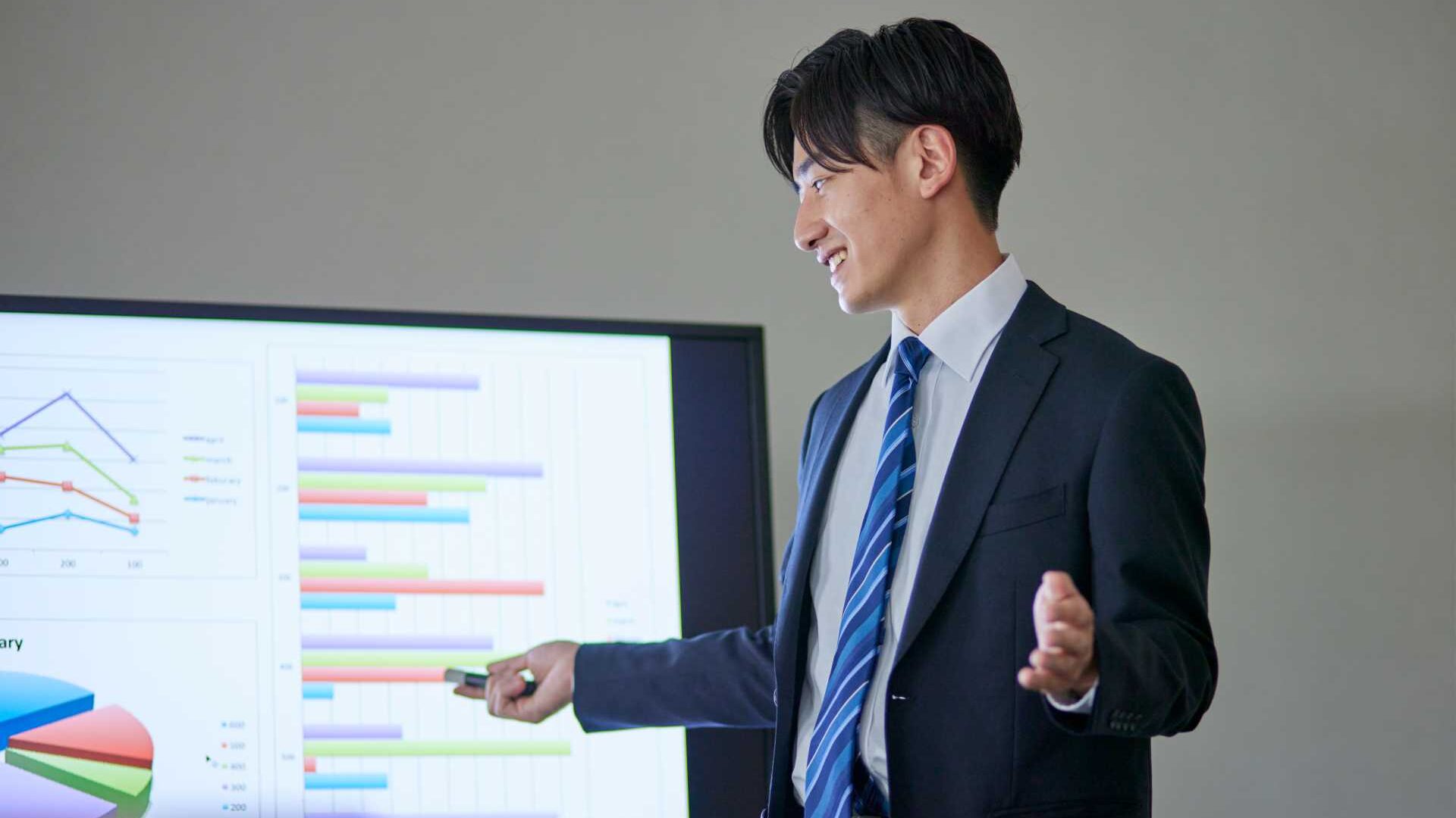 Man showing off a powerpoint