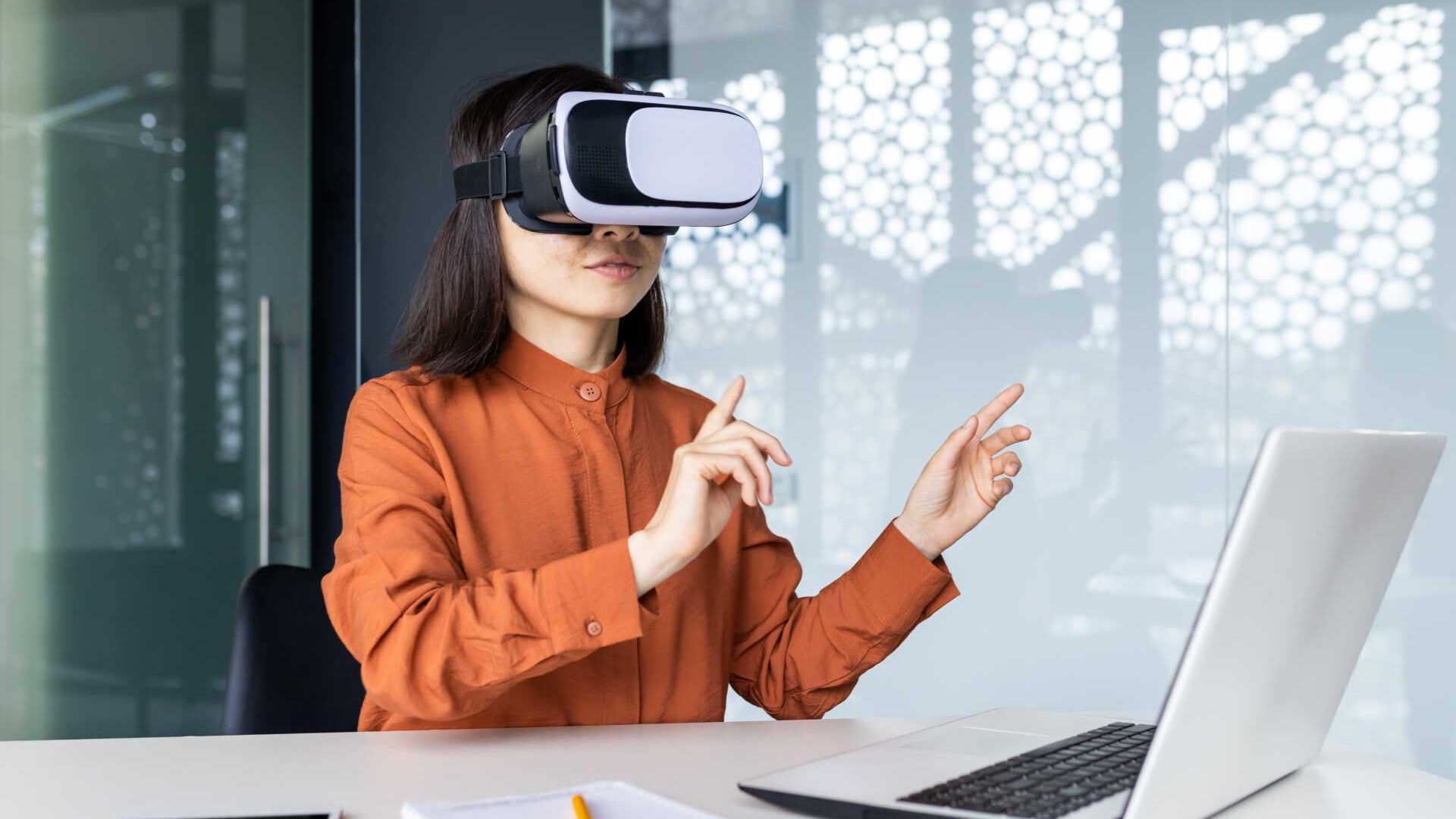 Woman wearing VR googles