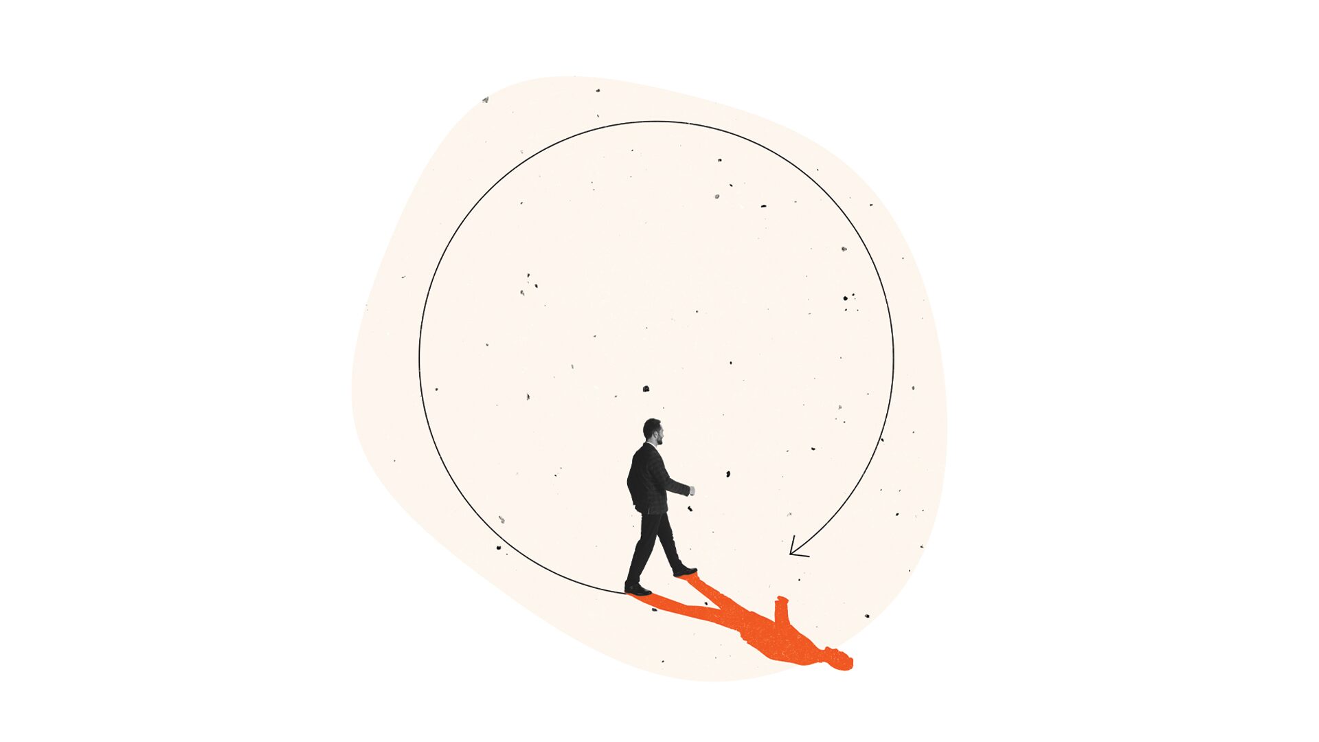 Cartoon figure walking in a circle