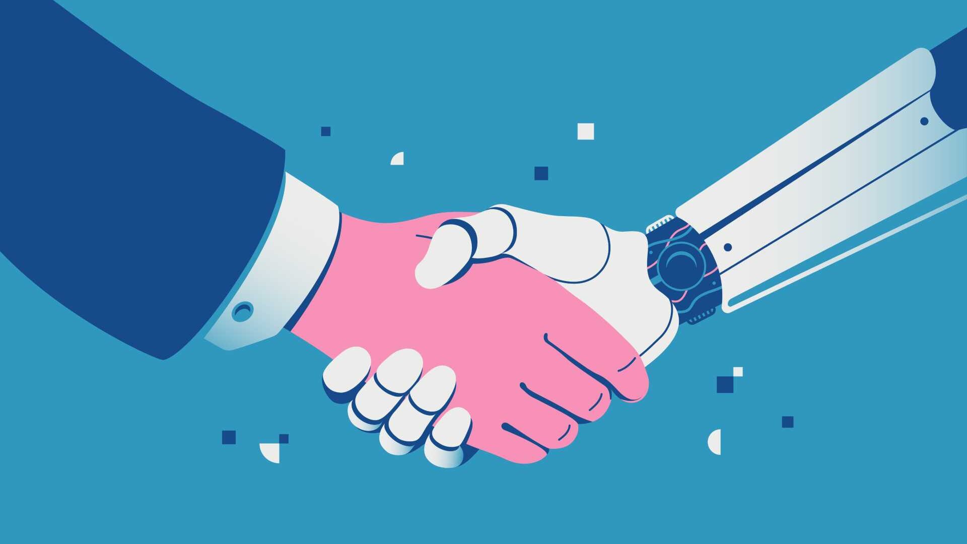 Human shaking hand with a Robot