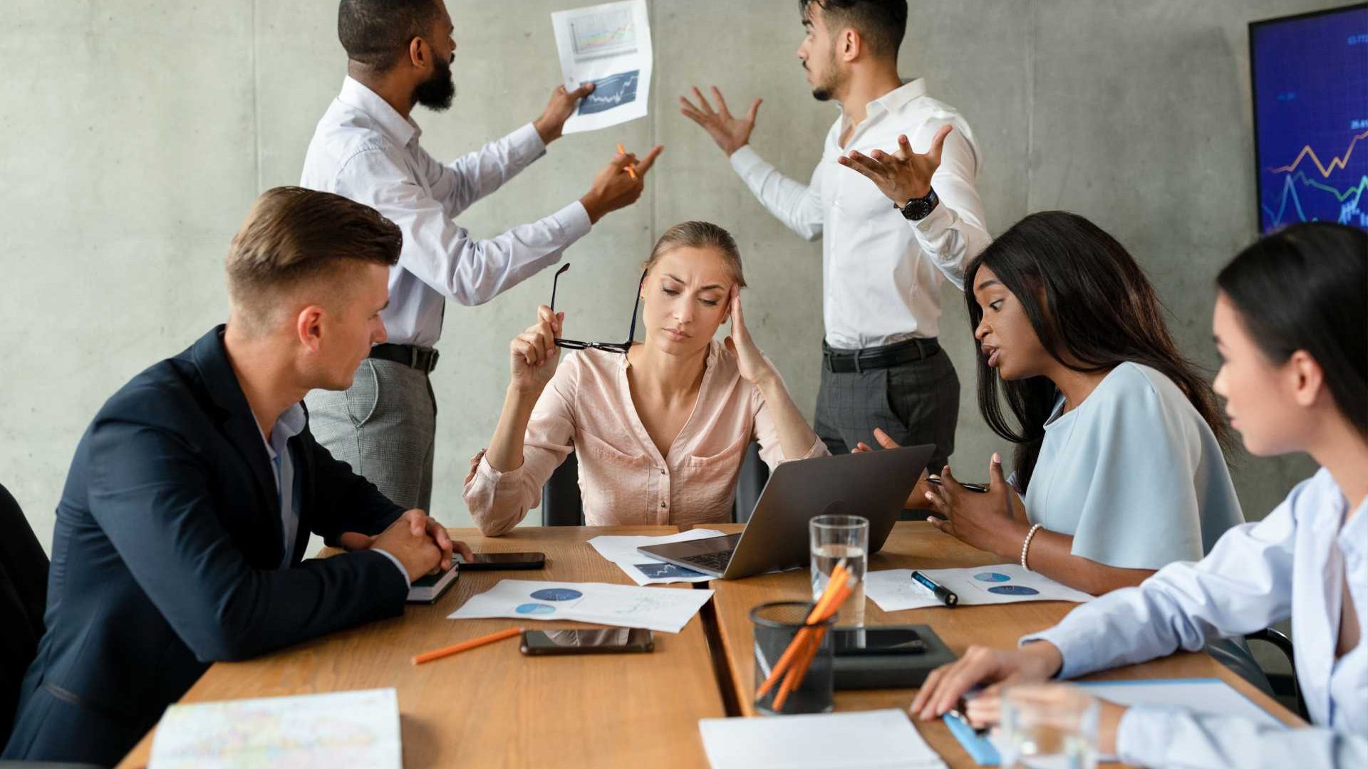 People arguing over a disagreement.