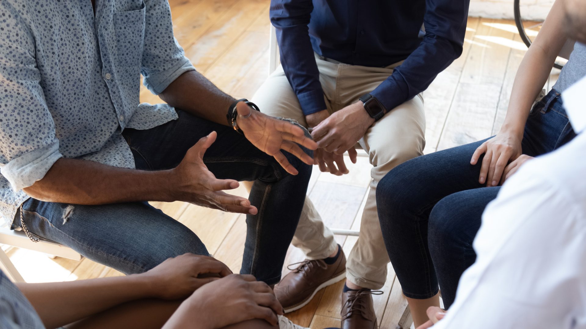 People working together to discuss something.