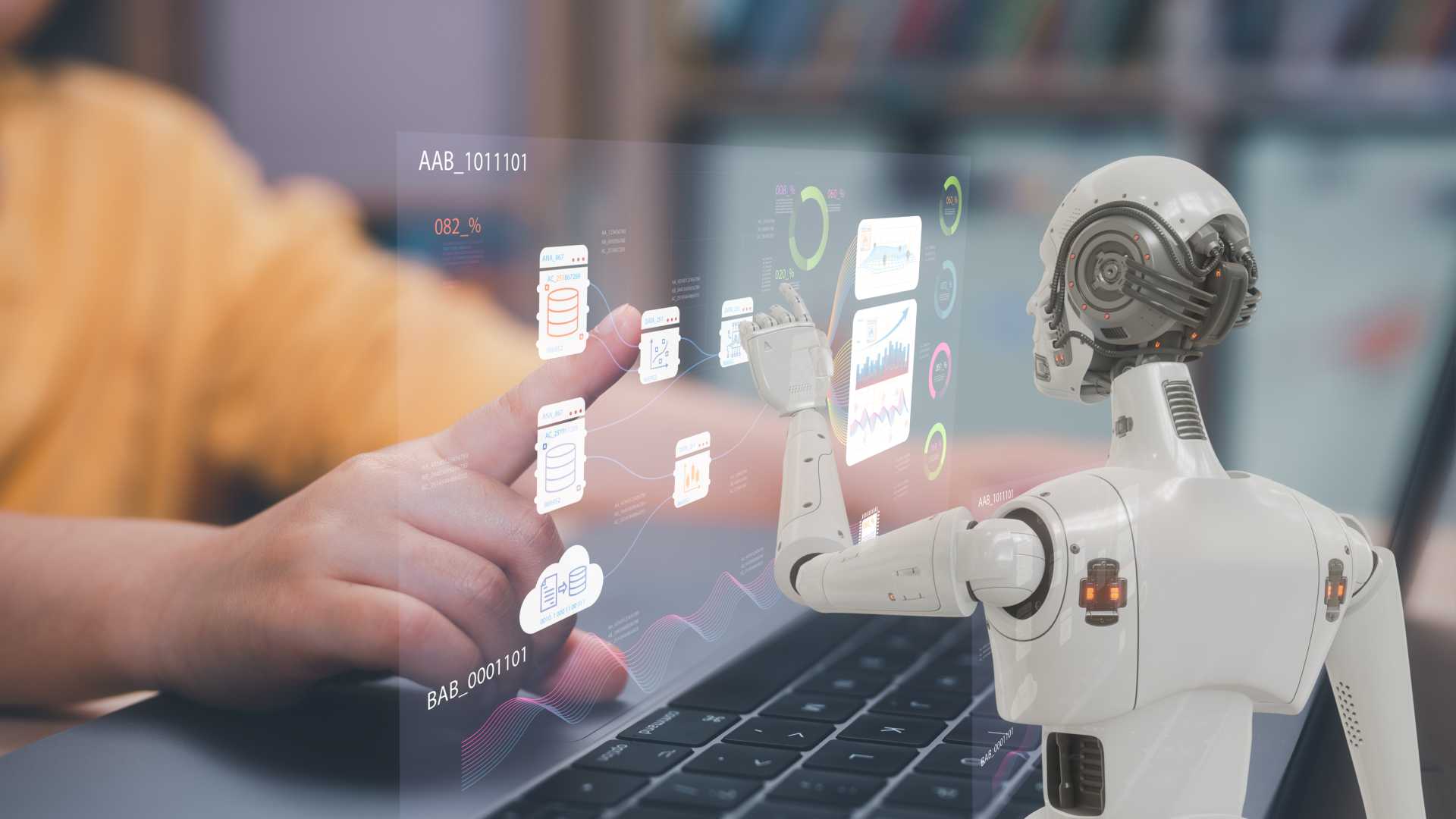 Man using robot AI.