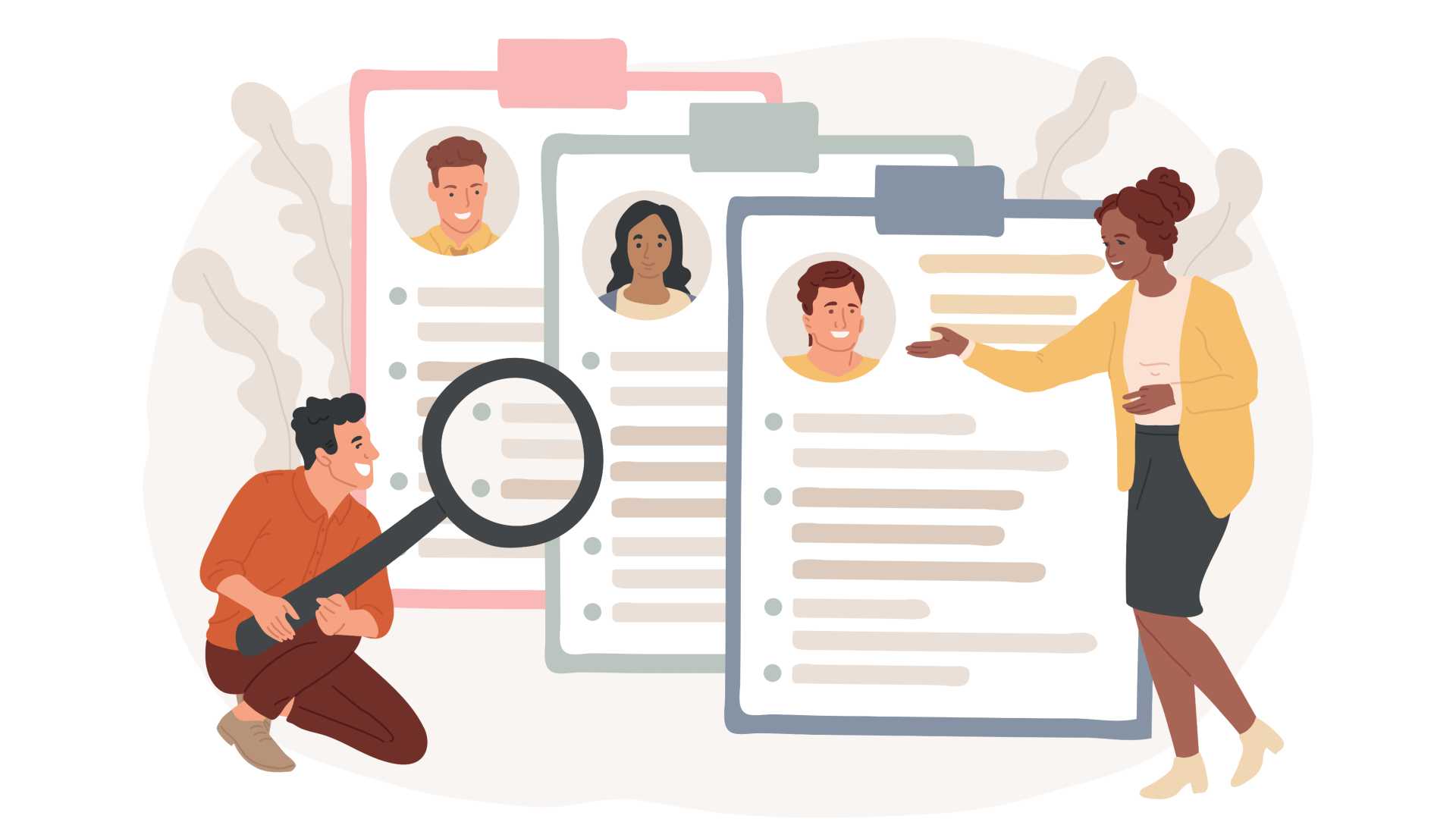 Graphic showcasing three resumes.