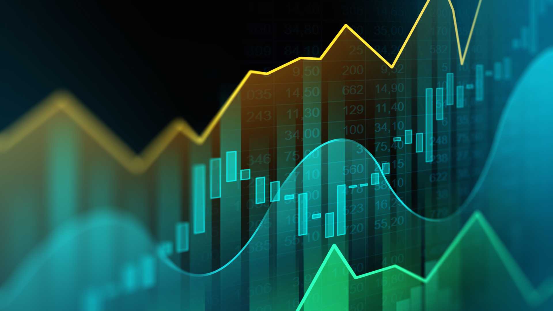 Stock market or forex trading graph