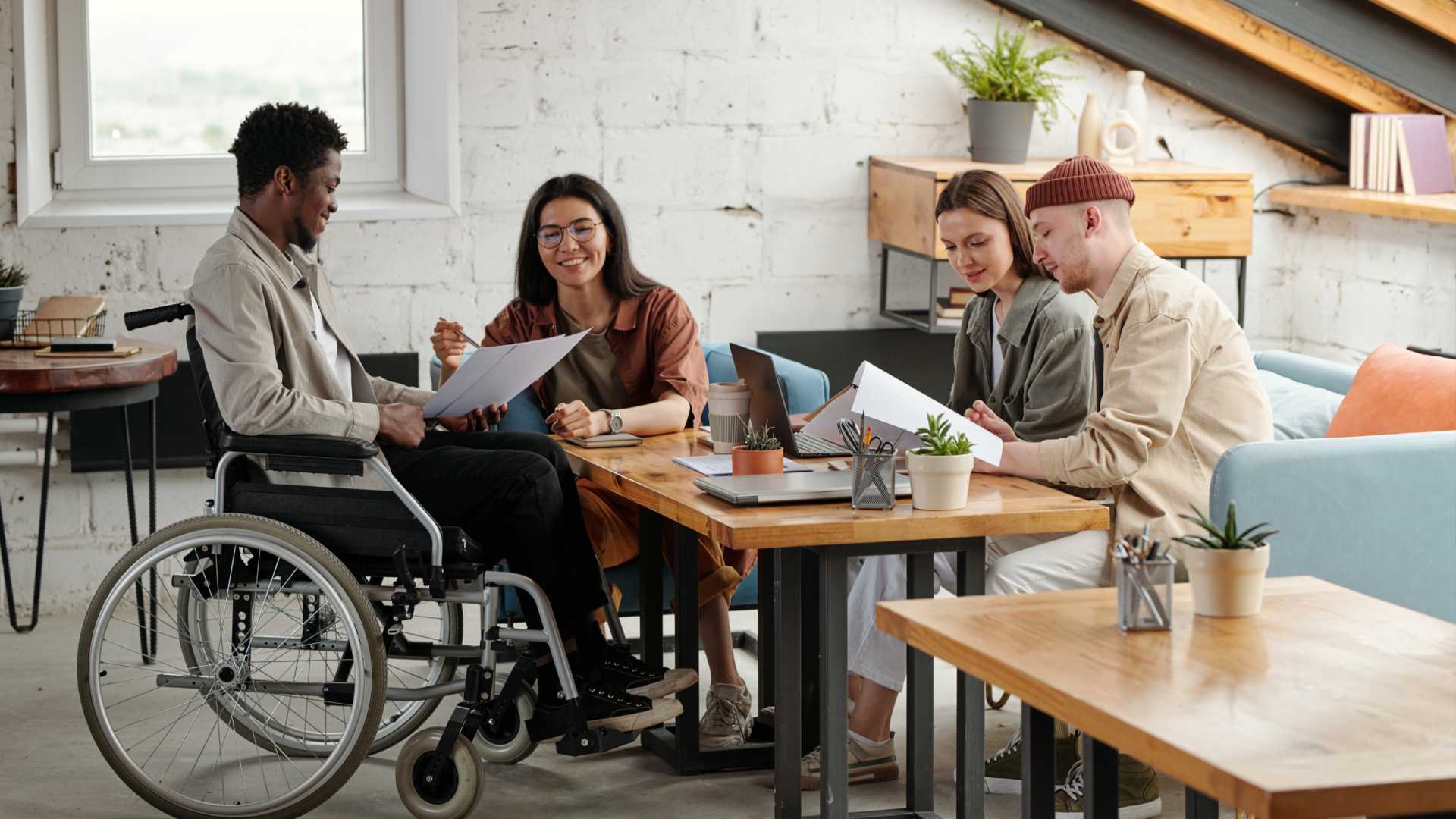 Group of individuals working together on a project.