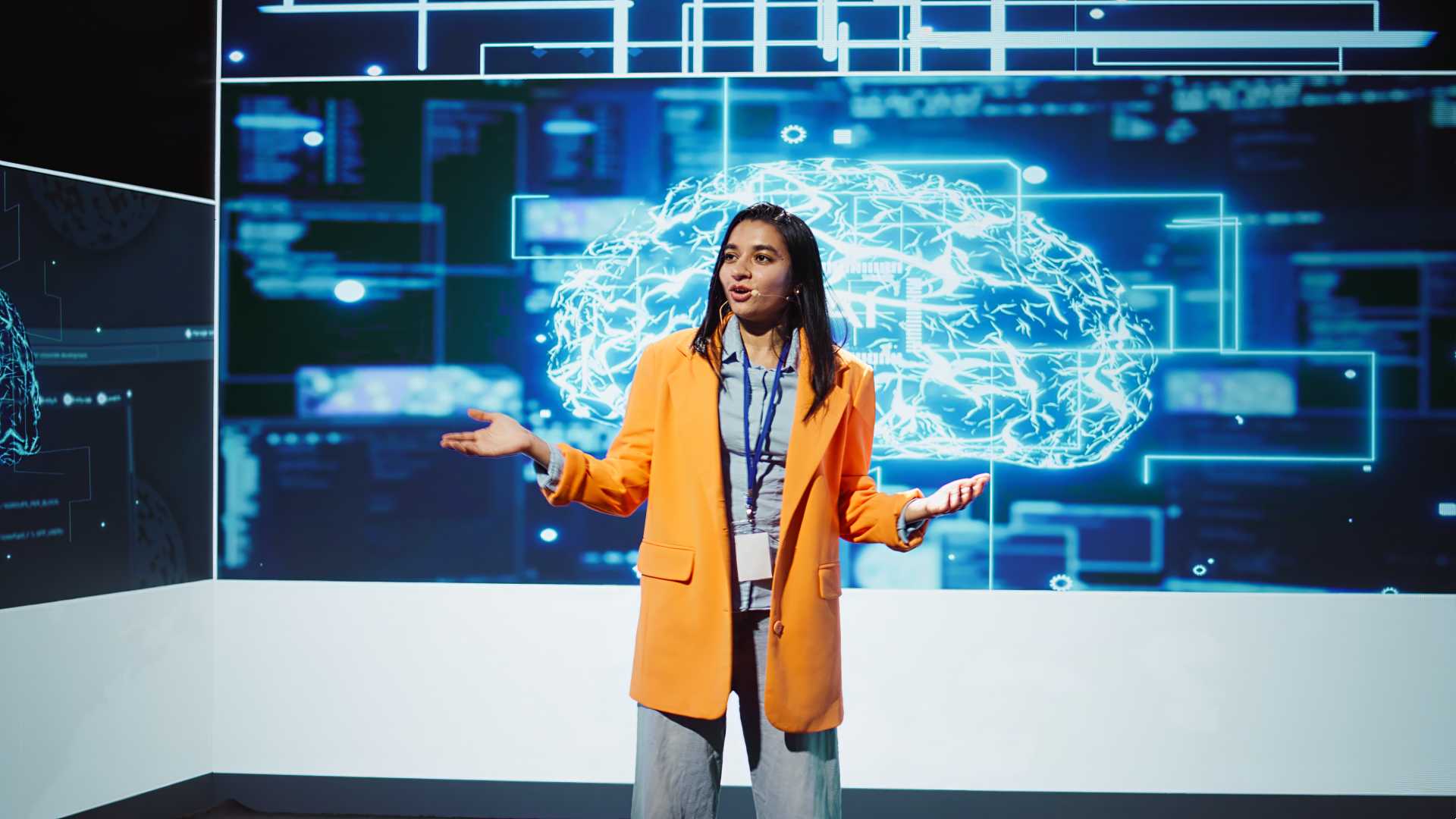 Woman leading a team discussion.