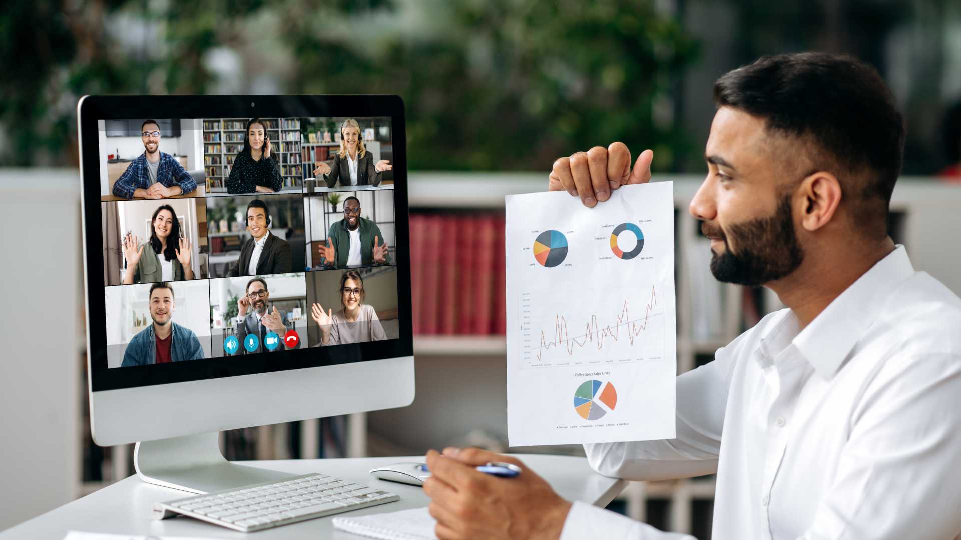 Man giving an online training session.