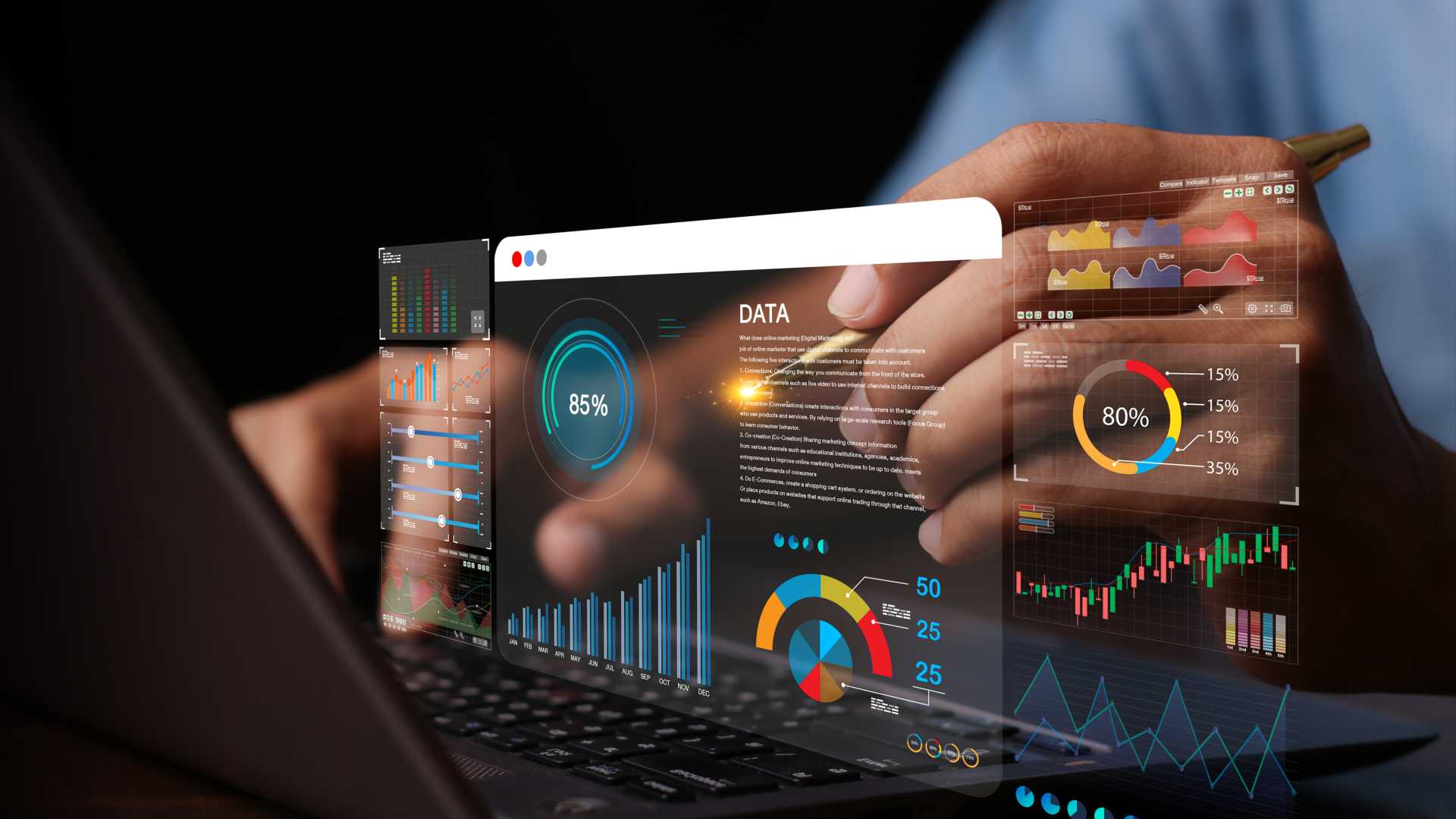 Data charts shown digitally.