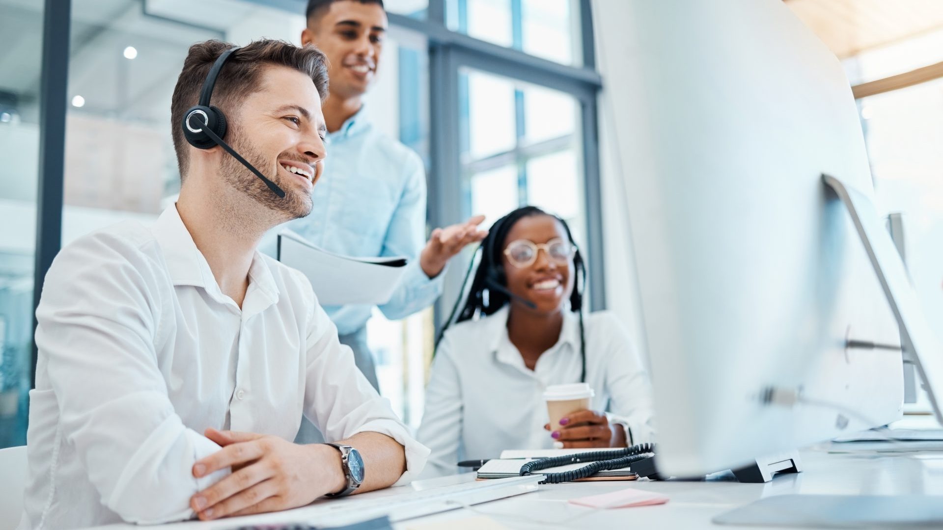 Sales team interacting with virtual customers.