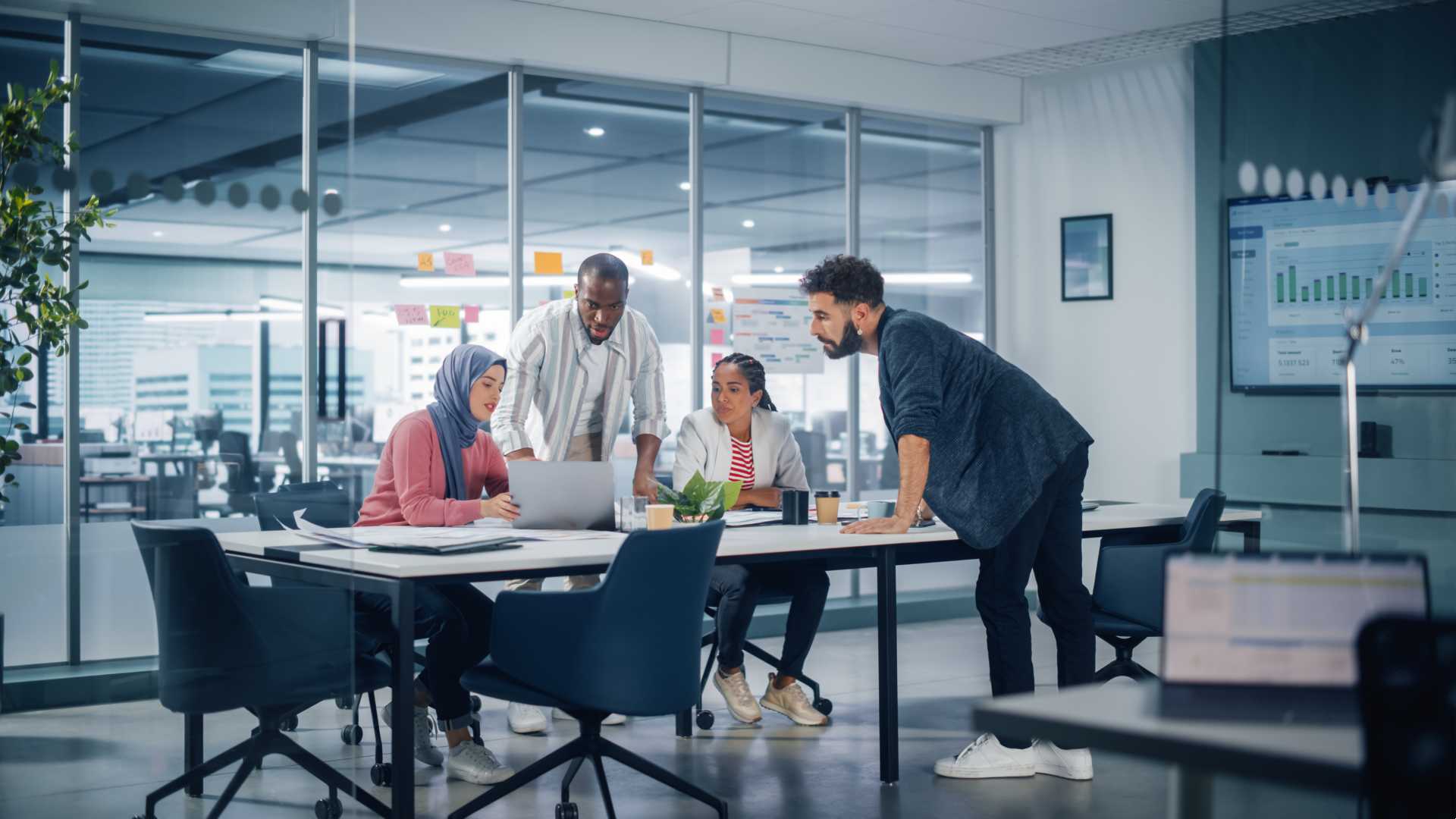 Diverse group in a team meeting.