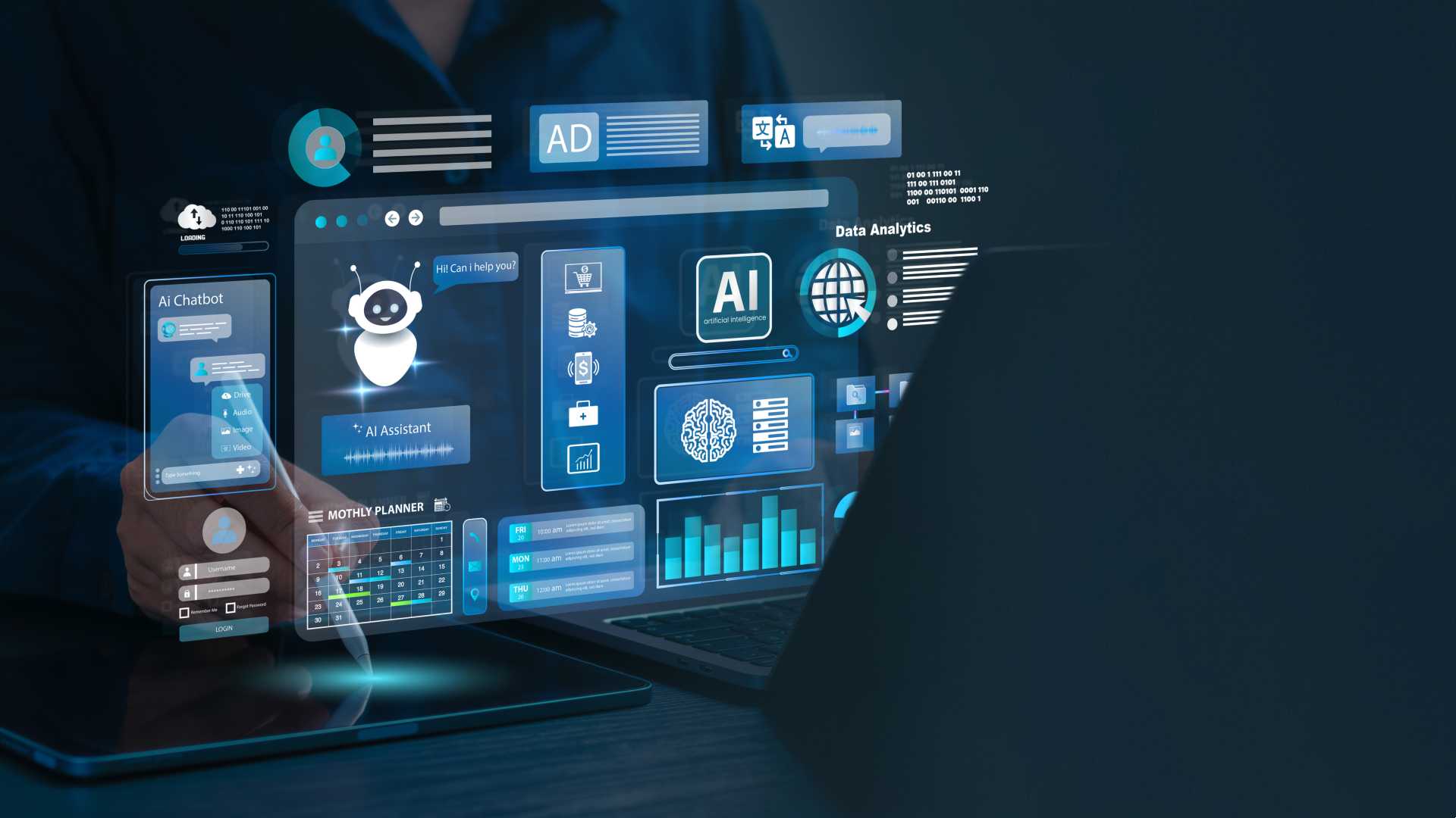 Man using AI technology.