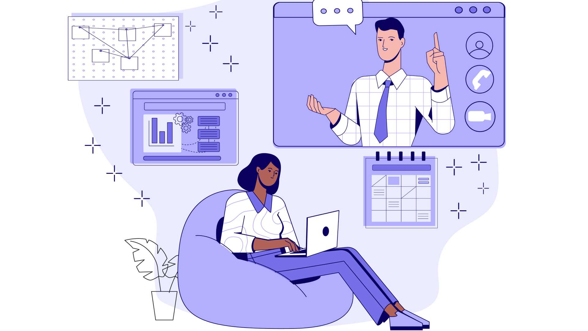 Woman doing an online meeting.
