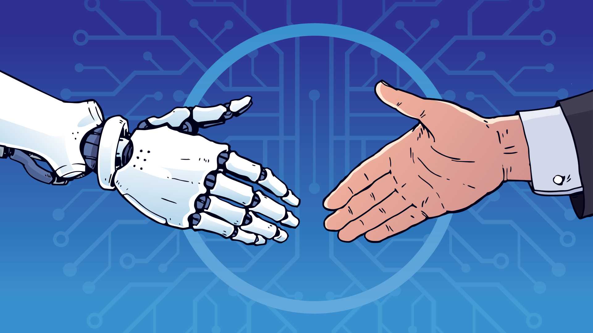 Robot and Human collaborating.